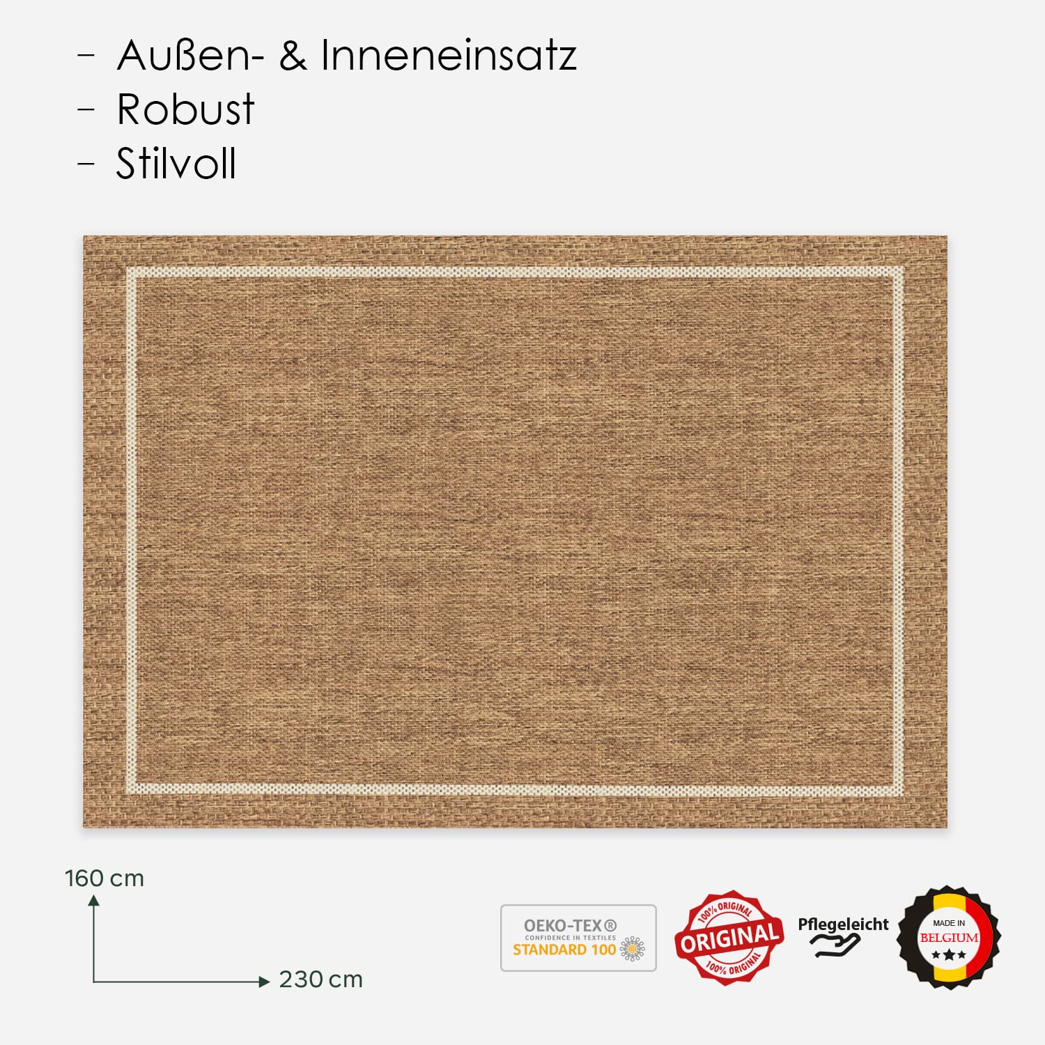 Intérieur/extérieur Artless Rim Tapis Marron 160 x 230 cm