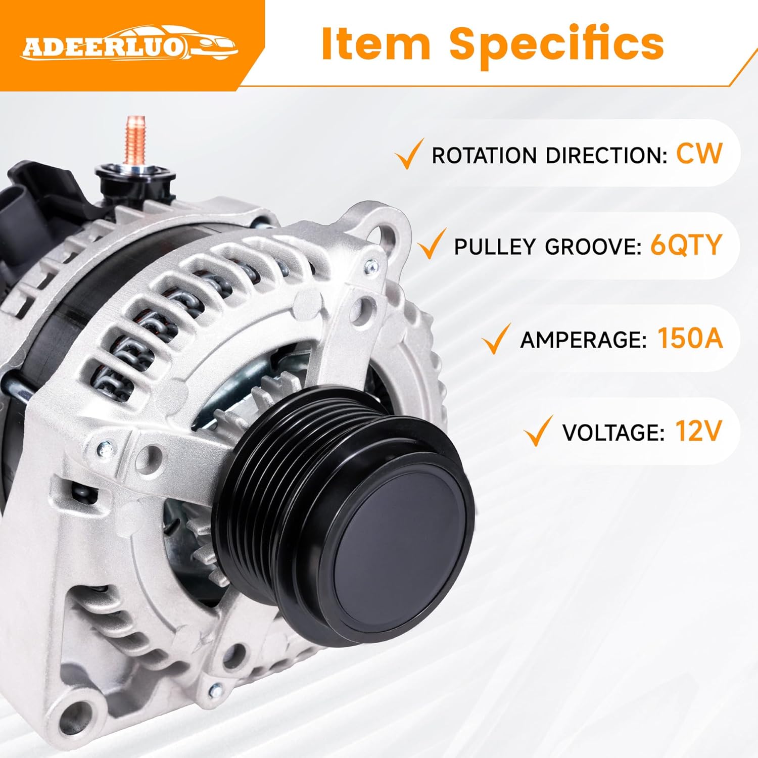 Upgraded High Output Alternator For-Chevy Silverado 1500 2500 3500 HD Suburban Tahoe Express, For-GMC Sierra 1500 2500 3500 HD Yukon XL For-Cadillac Escalade 104211-8340 84143543 22747894