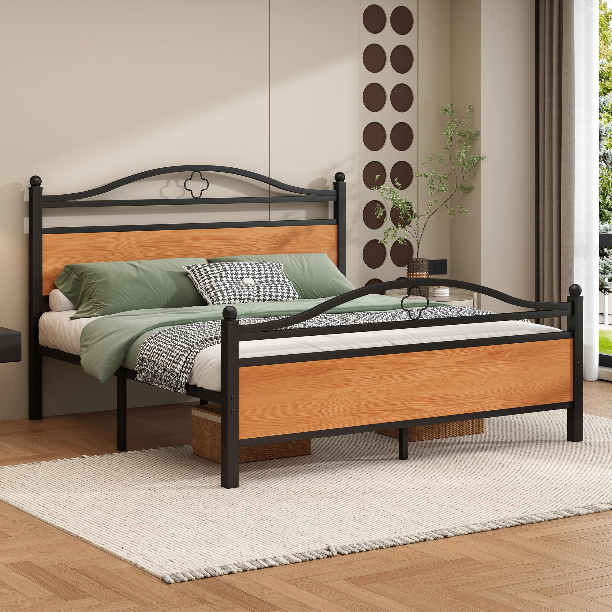 Photo 1 of Vcaleets Queen Bed Frame with Headboard,Heavy Duty Steel Slats Support Mattress Foundation-Under Bed Storage, No Box Spring Needed, Noise Free?Black