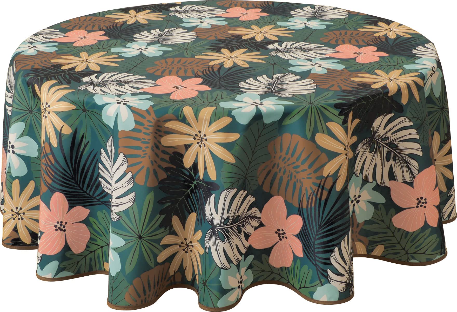 Le linge de Jules - Mantel Antimanchas (Redondo, 160 cm, Azul, Verde, Rosa, Amarillo, marrón)