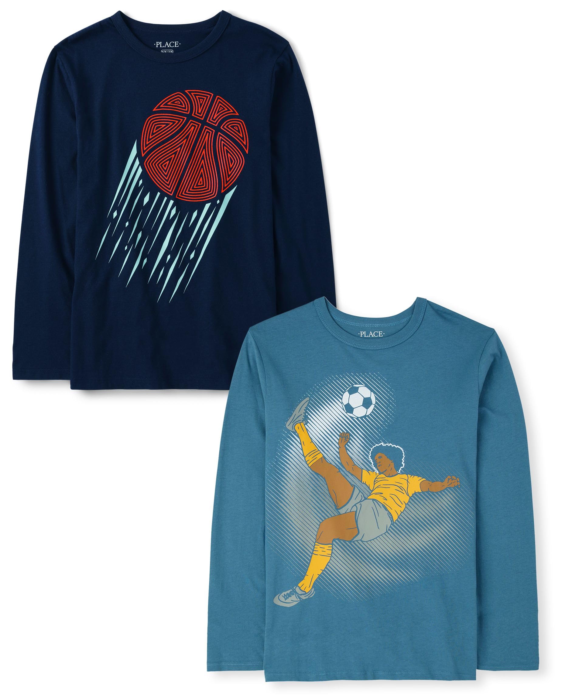 Children's Place Boys 2-Pack Long Sleeve Graphic Tees (Gamer & Sports)