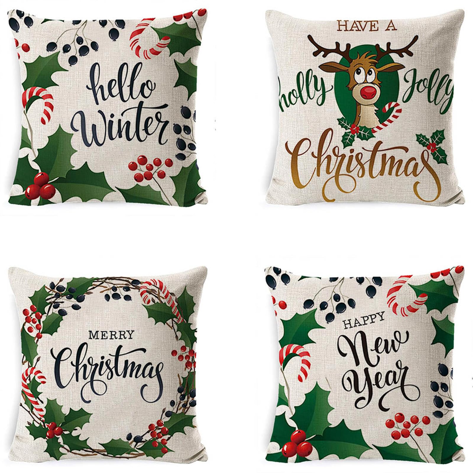Housses de coussin Noël 80x80cm taie d'oreiller décoration canapé salon extérieur