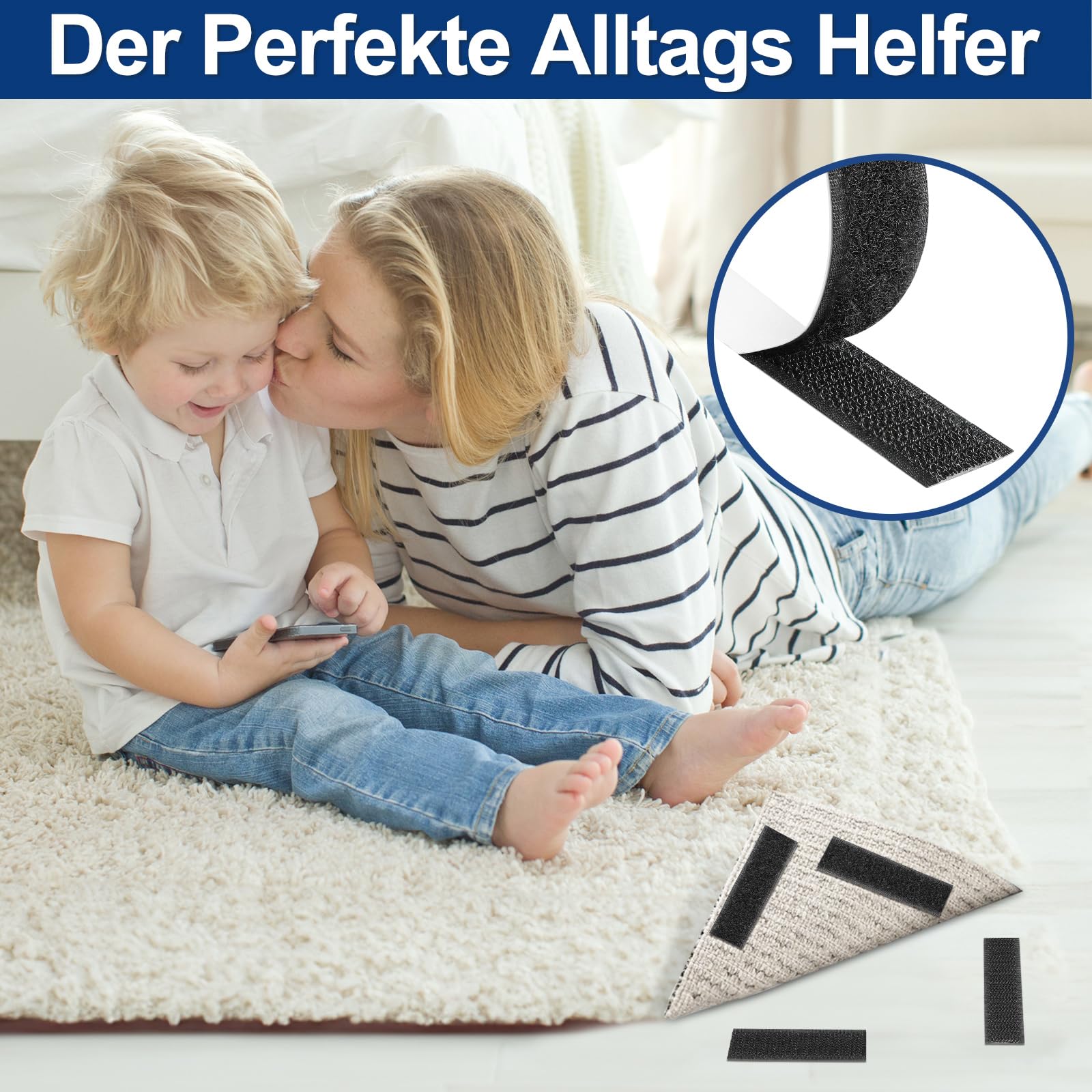 Klettband Selbstklebend 10m - Extra Starkes Doppelklettband Für Fliegengitter & Mehr