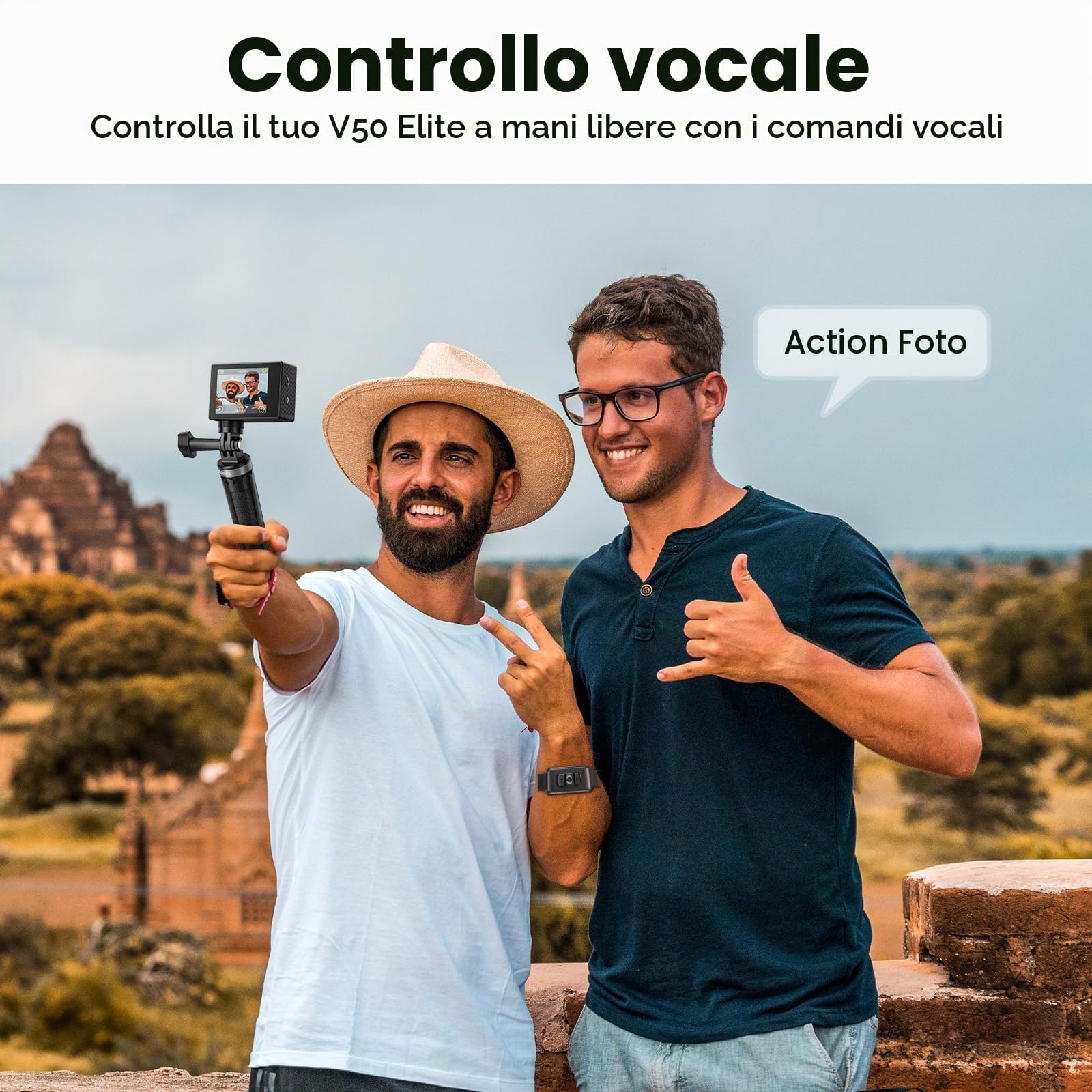 AKASO V50 Elite - Fotocamera sportiva 4 K 60 FPS, kit di maniglia galleggiante, include 20 MP WiFi azione camera impermeabile con maniglia galleggiante impermeabile per fotocamera sportiva, borsa