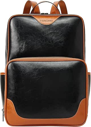 BOSTANTEN Genuine Leather 15.6 inch Laptop Backpack for Women Computer Bag College Casual Backpack