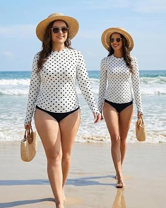 Women 2 Piece Swimsuits Set UPF 50+ Long Sleeve Swim Shirt with Bottoms