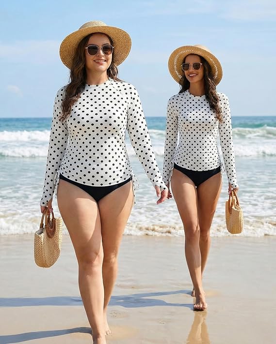 Women 2 Piece Swimsuits Set UPF 50+ Long Sleeve Swim Shirt with Bottoms