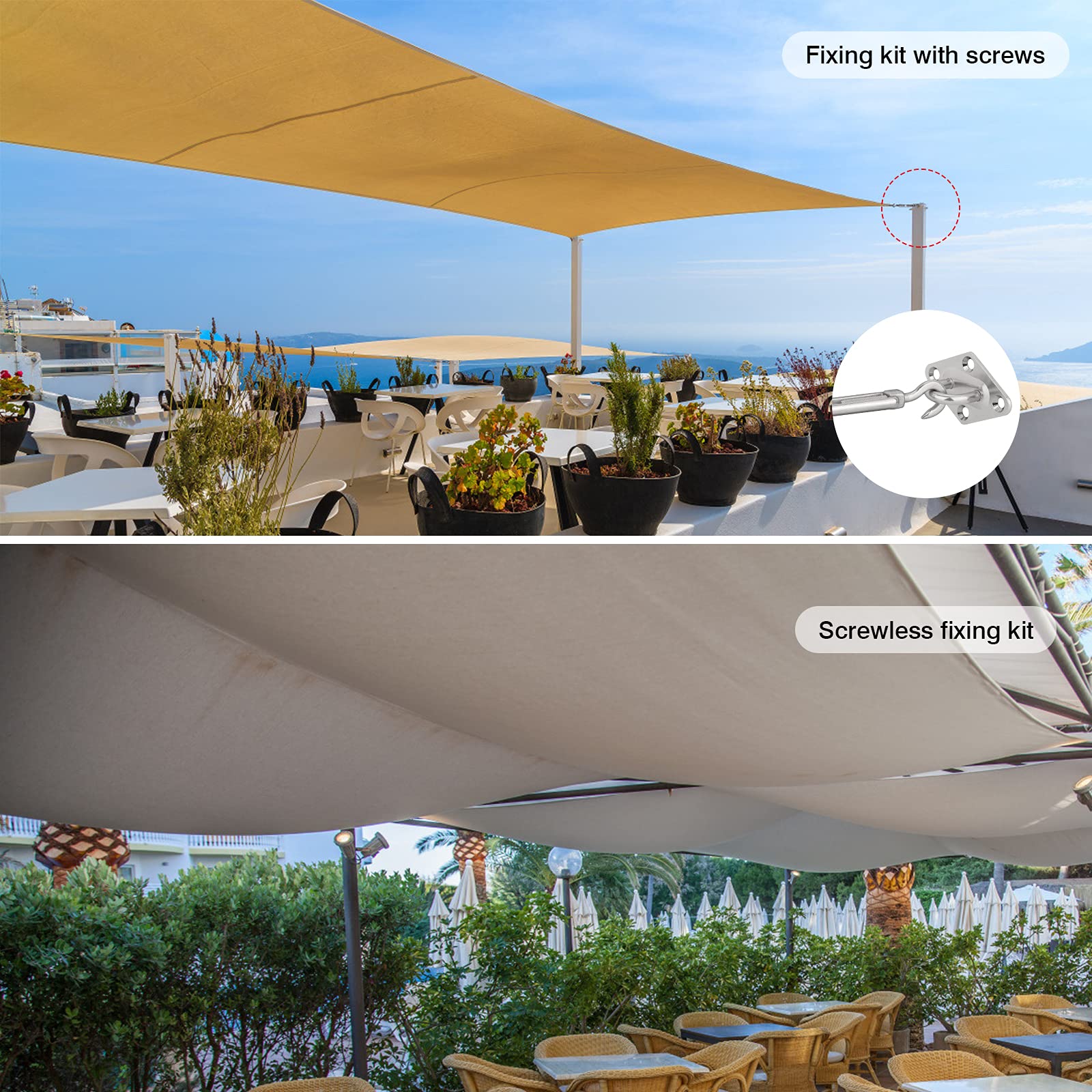 Kit Fissaggio Tenda Da Sole - 40 Pezzi In Acciaio Inox Per Vele Ombra Giardino - Foto 7