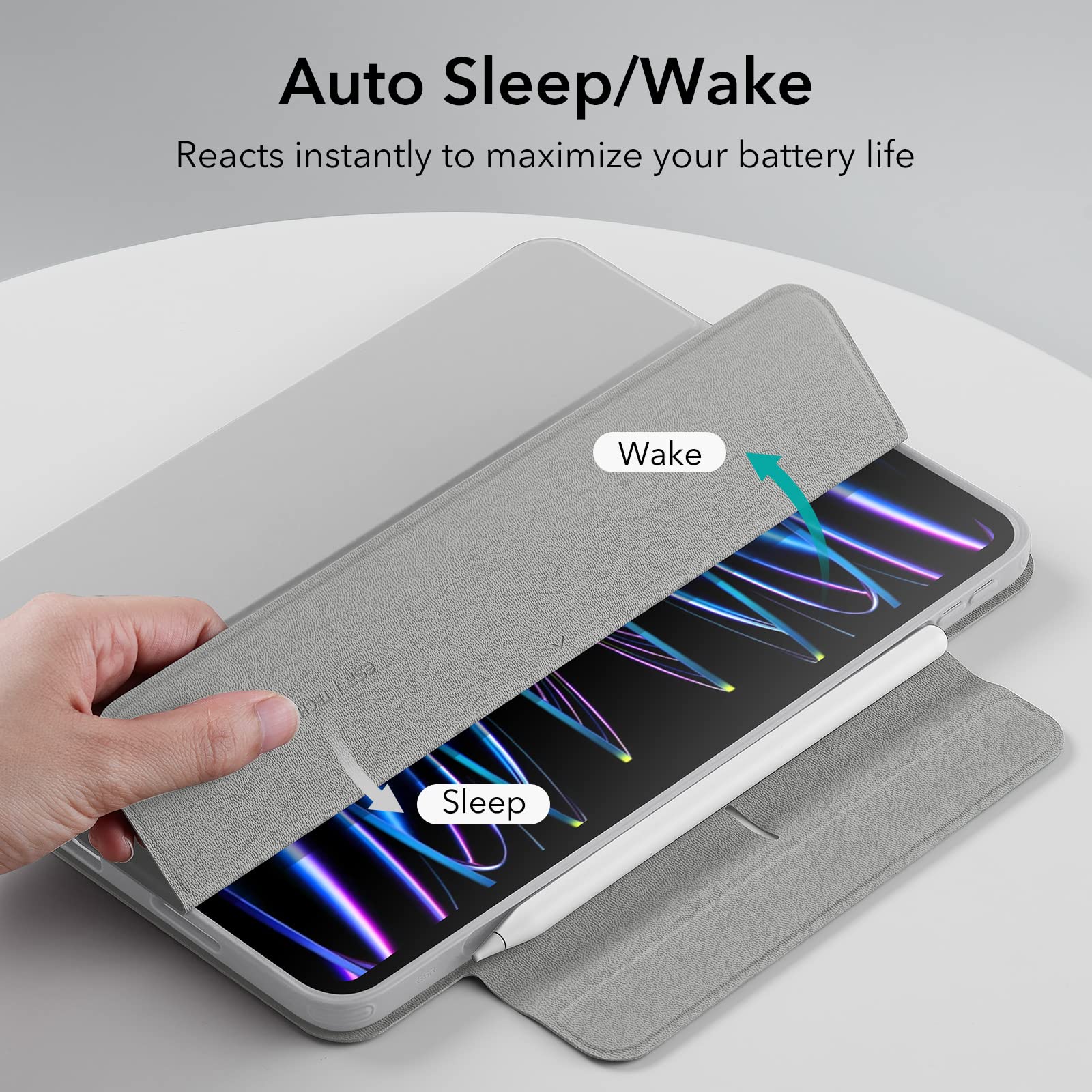 ESR Hybrid Case Compatible with iPad Pro 11 Inch Case (2022/2021), iPad Pro 11 Inch Case with Pencil Holder, Detachable Magnetic Cover, Vertical Stand, Rebound 360 Series, Grey