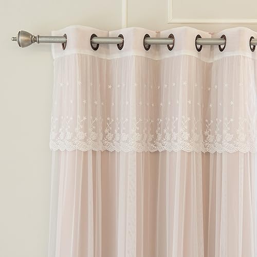Miniatura 4 de Best Home Encaje de tul fashion con cortinas transparentes adheridas, top de acero inoxidable arandela niquelada