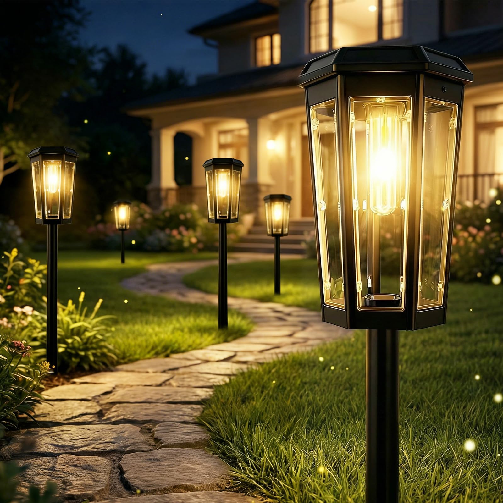 AGOTD Solarlampen für Außen, Solar Gartenbeleuchtung Zaunlicht, Wegeleuchten Außen solarleuchte für Zaun, Patio, Gehwege, Hof, Garage, Eave