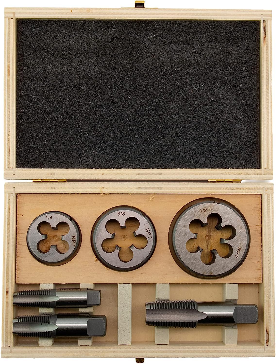 1 Set of 6 Piece Pipe Tap & Die - 1/4" 3/8" 1/2" STEEL TAP & DIE TOOL THREADER THREAD KIT PIPE THREADING