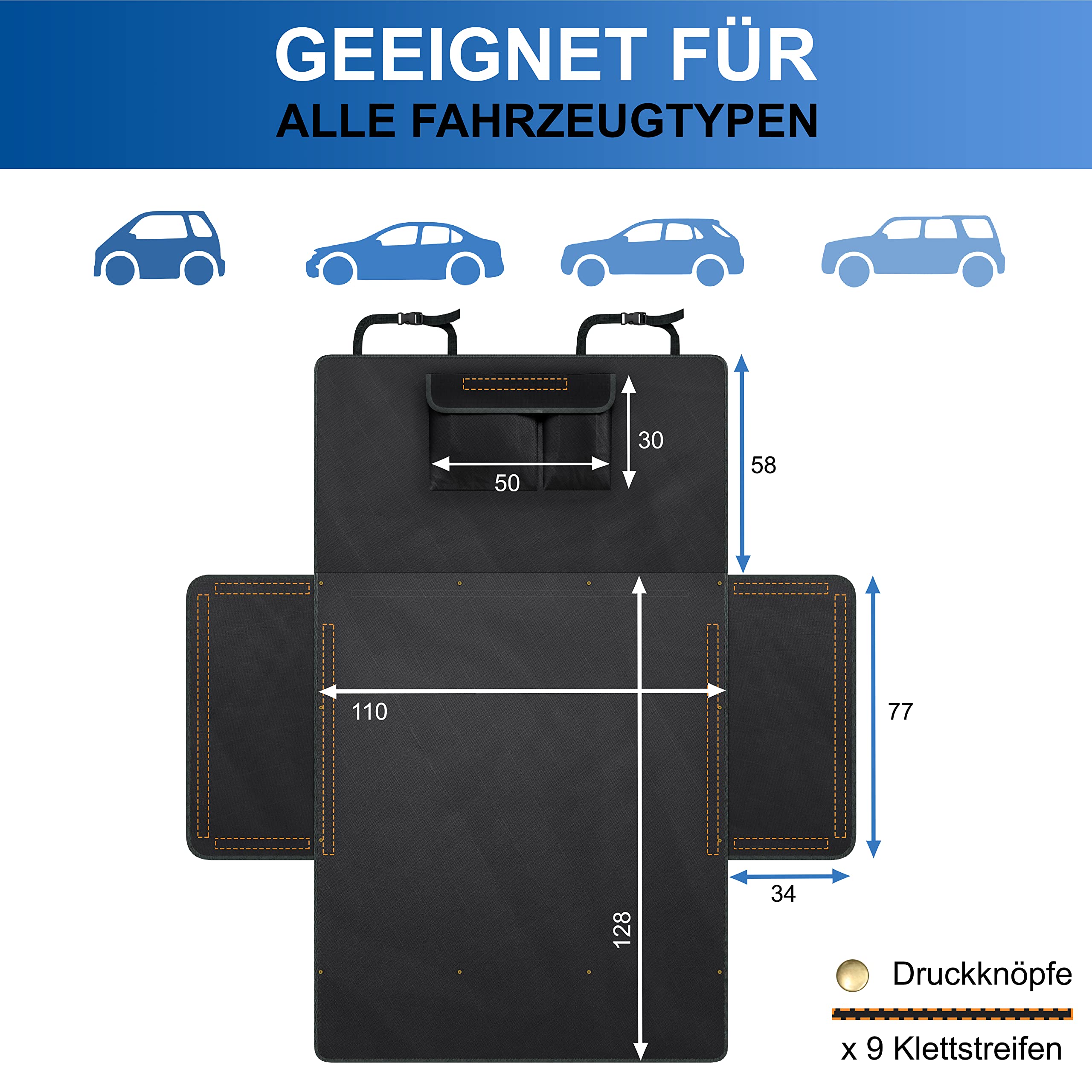 Basic - Protection de coffre pour chien - Imperméable - Avec protection latérale - Robuste - Pour les voyages et le transport