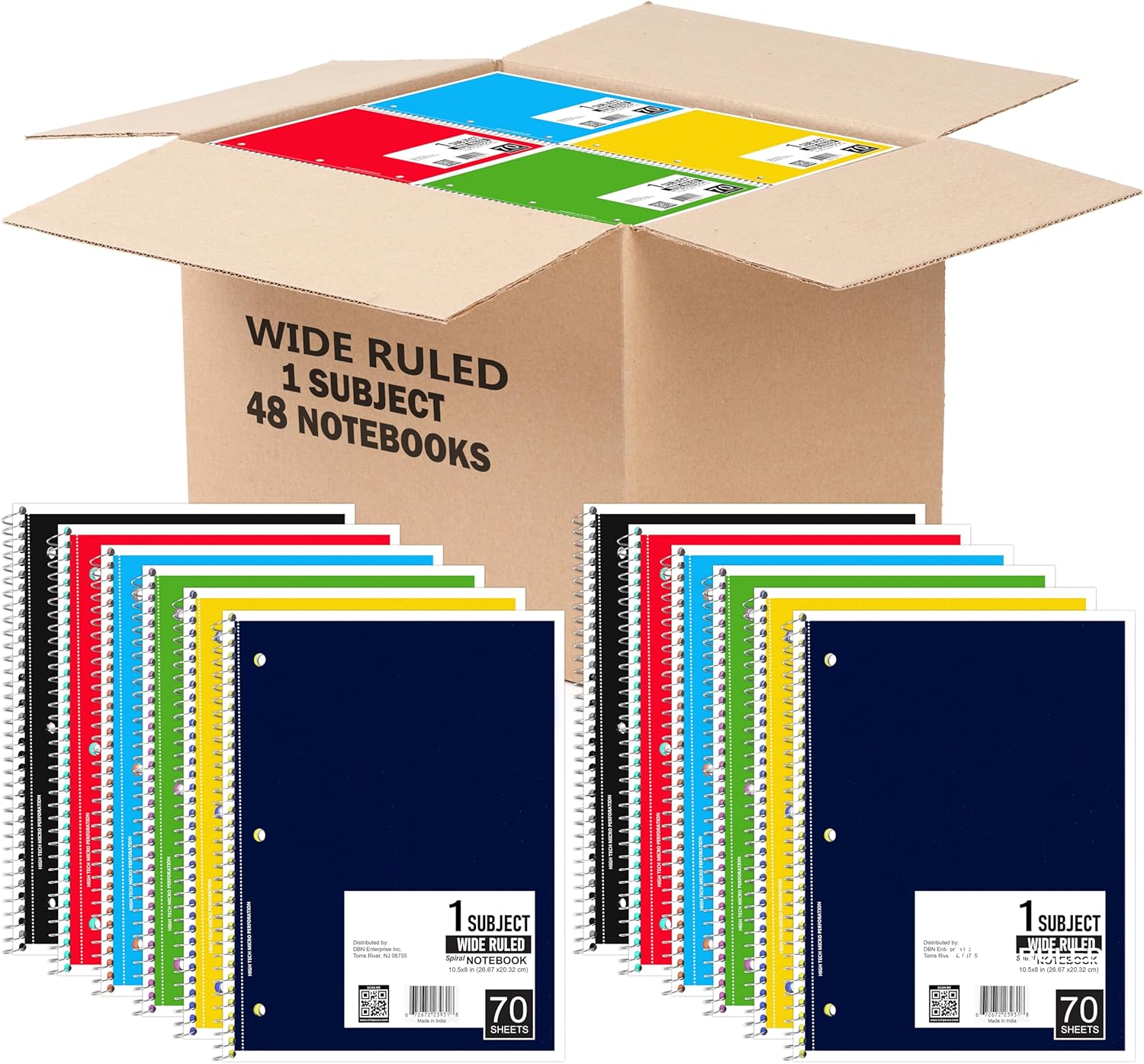 ECLIPS USA Spiral Notebook, Wide Ruled Notebooks (48 Pack