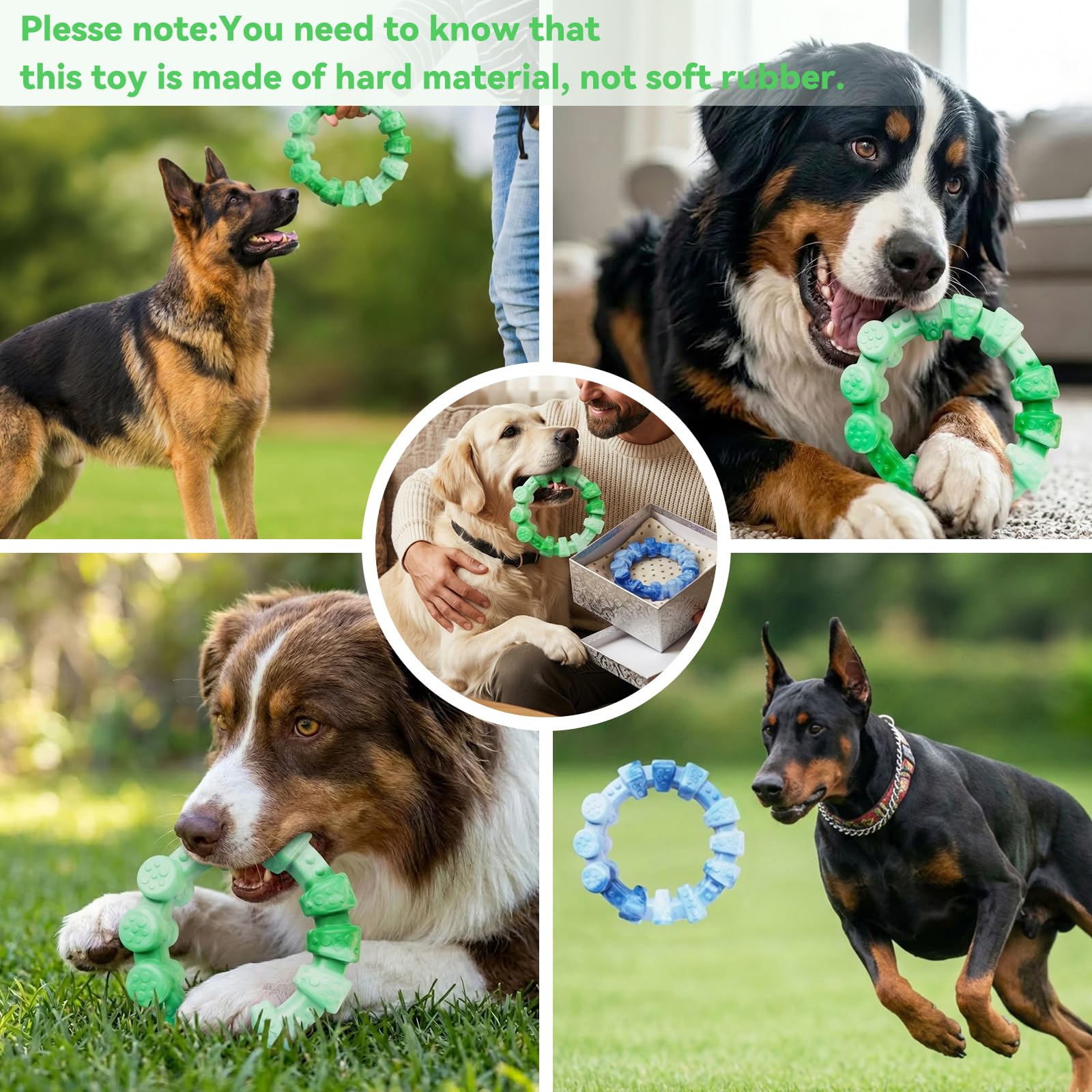 BoYoYo Robustes Hundespielzeug für aggressive Kauer, 2 Stück, unzerstörbares Hundespielzeug für große Hunde, langlebiges Kauspielzeug, um sie zu beschäftigen, Speckgeschmack, interaktives