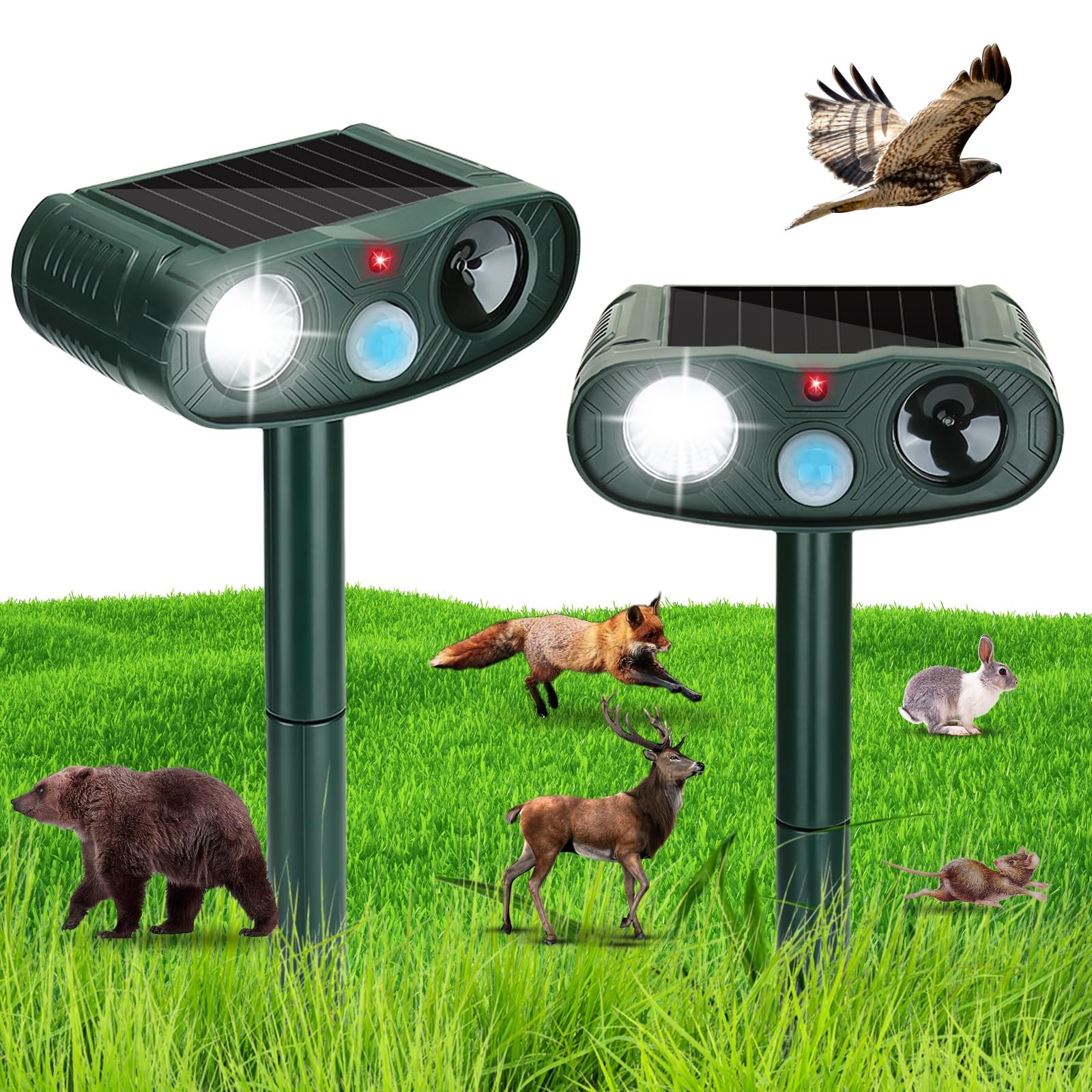 Sonic Fortress Pro Deer Repellent Device,2 Pack Solar Animal Repeller | 2026 Motion Sensor Squirrel Fortress Pro Raccoon,Cat Repellent Outdoor with LED Flash Light for Garden, Farm, Yard-image-31
