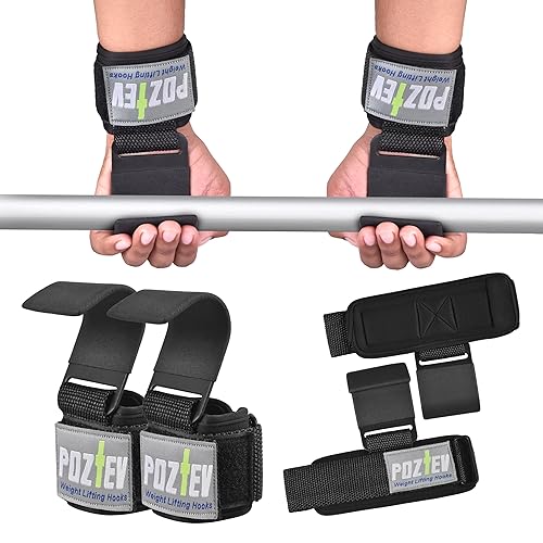 Weight Lifting Hooks (PAIR) - Padded Wrist Wraps - Hand Grips Deadlift Straps for Men and Women - Grip Support for Bodybuilding Heavy Gym Workout - Ideal for Deadlifts, Powerlifting, Shrugs, Pull-Ups