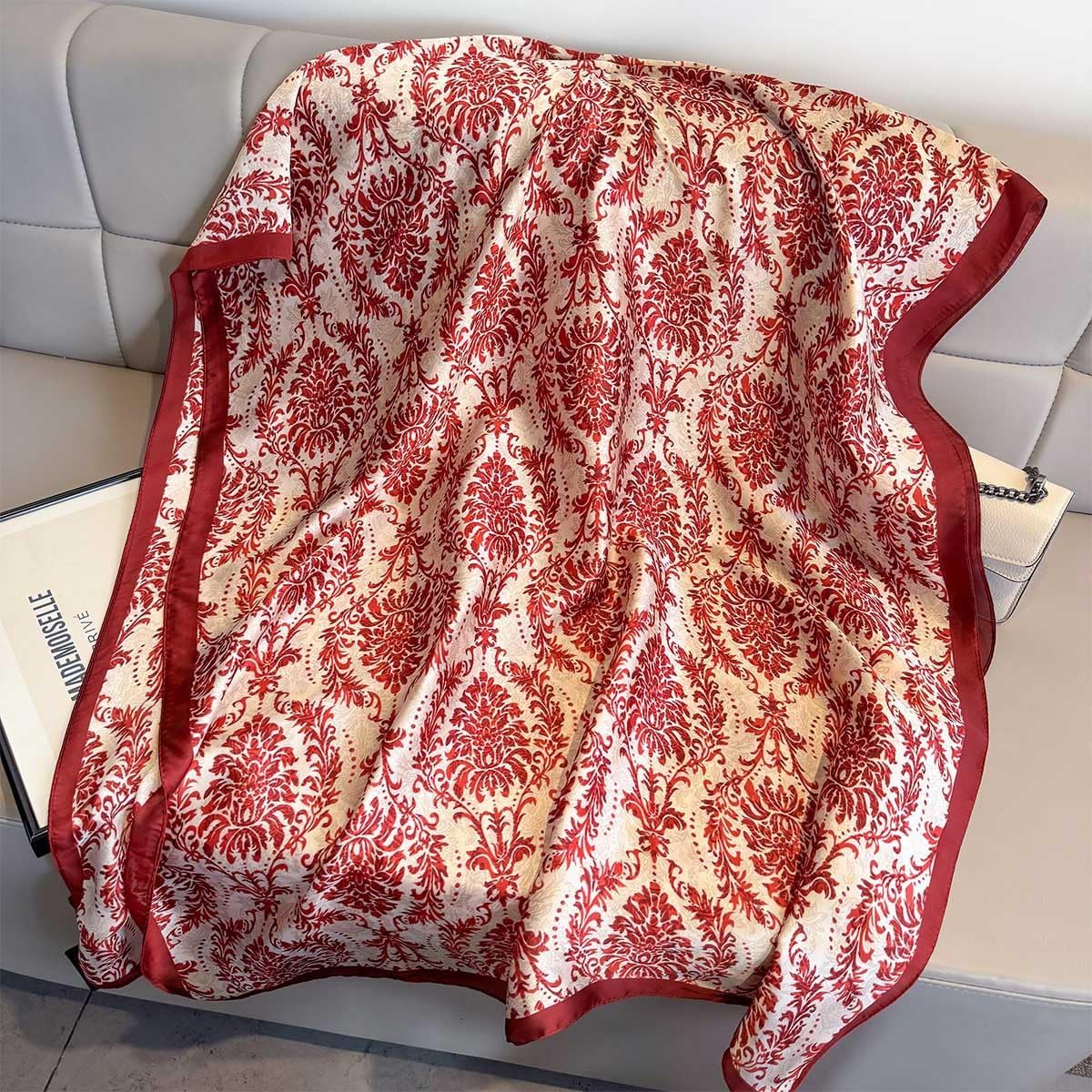 FairyCity Womens large Luxury Silk Scarf Satin Summer Scarf Lightweight Fashion Shawl Wrap - Image 3