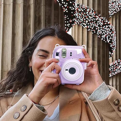 Miniatura 7 de CAIYOULE Funda transparente compatible con Fujifilm Instax Mini 12, funda protectora para cámara con bolsillo de almacenamiento de fotos mejorado,