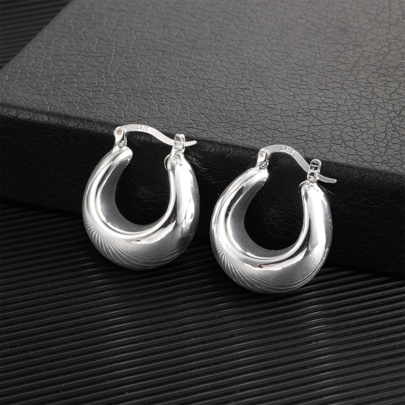 ALEXCRAFT Orecchini Donna Argento 925 Ago Chunky Cerchio 14K Oro Placcato