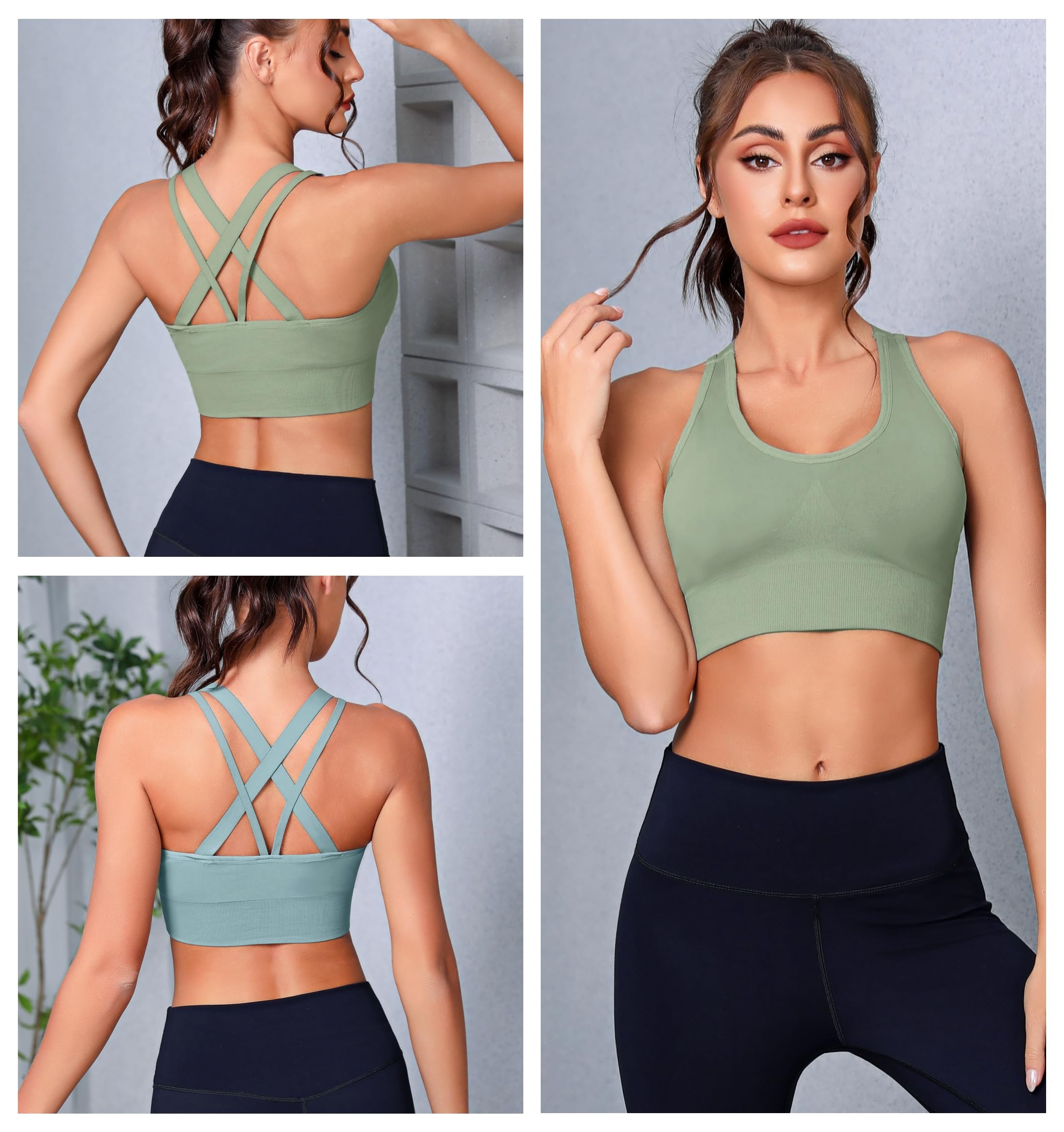 Leversic Reggiseno Sportivo da Donna Reggiseno Yoga Top Fitness Donna Imbottito Senza Ferretto Reggiseni Push Up per Yoga Jogging Gym S-XL