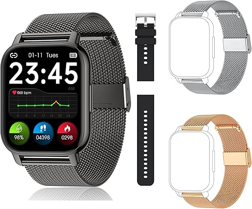 Popglory Reloj inteligente para mujeres y hombres, reloj inteligente de recepción de llamadas/dial de 1.85 pulgadas, rastreador de actividad física