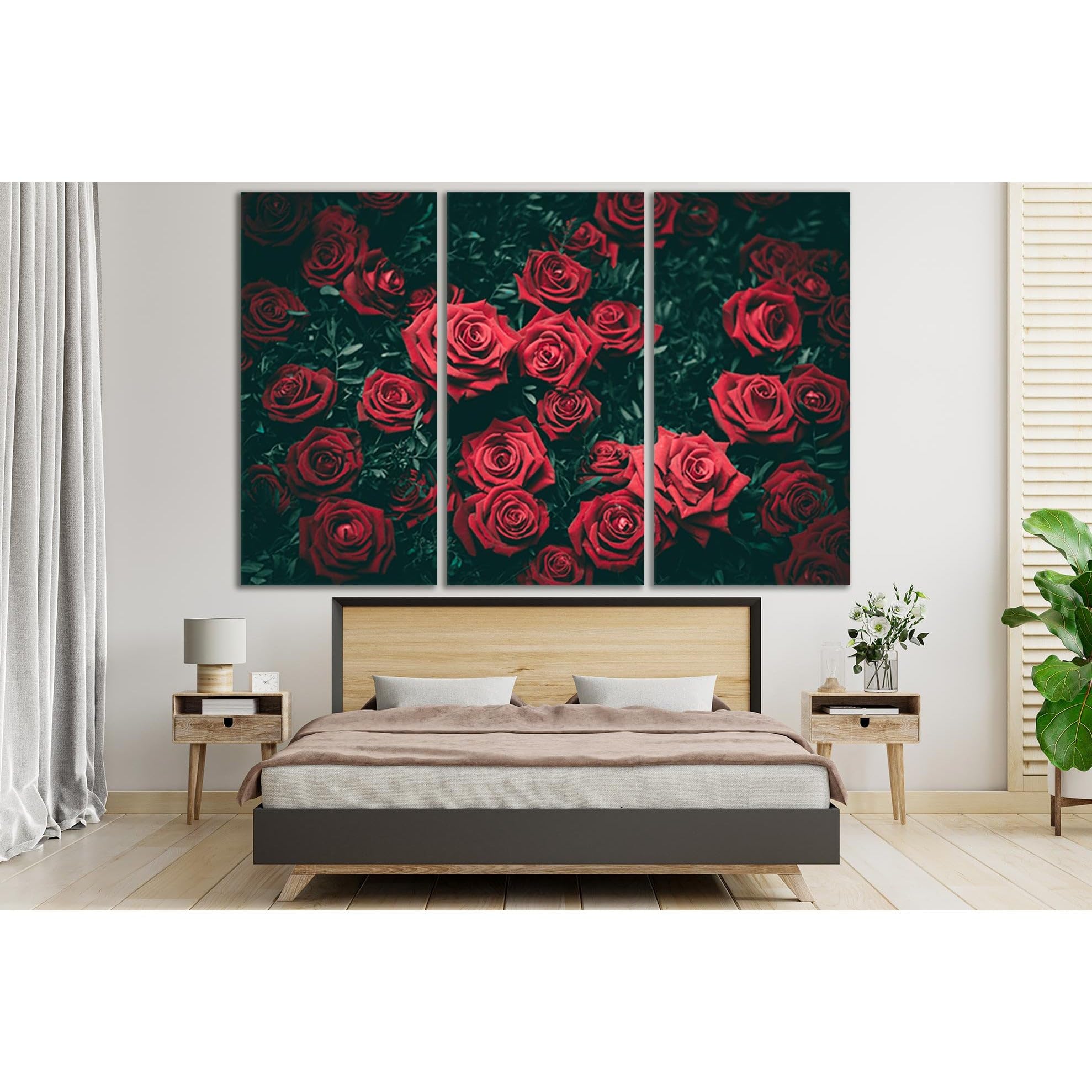 Cuadro de capullos de rosa roja ZELLART impreso en lienzo premium de gran formato vertical 3