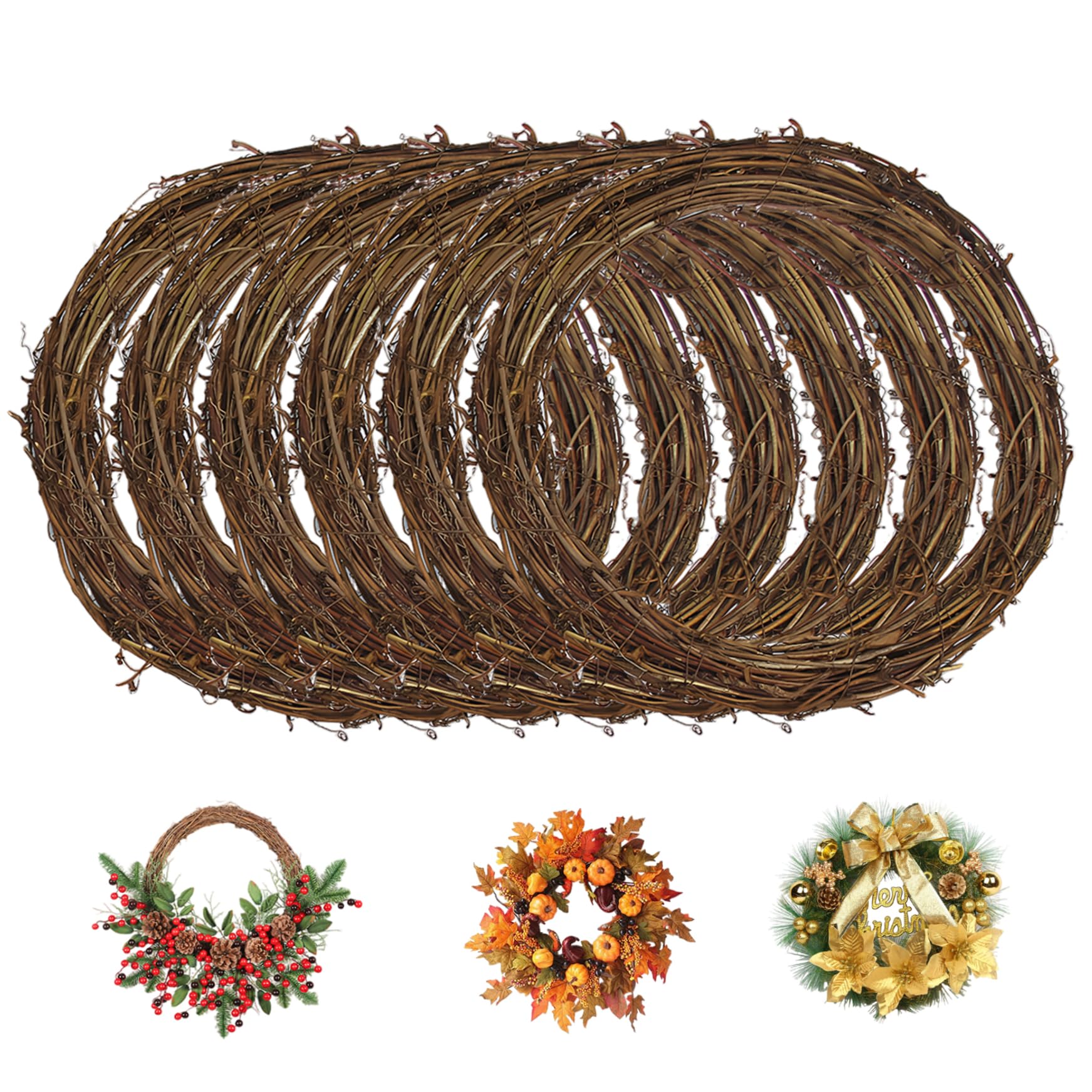 Couronne de vigne 10" de Noël pour art floral et suspension de porte extérieure DIY