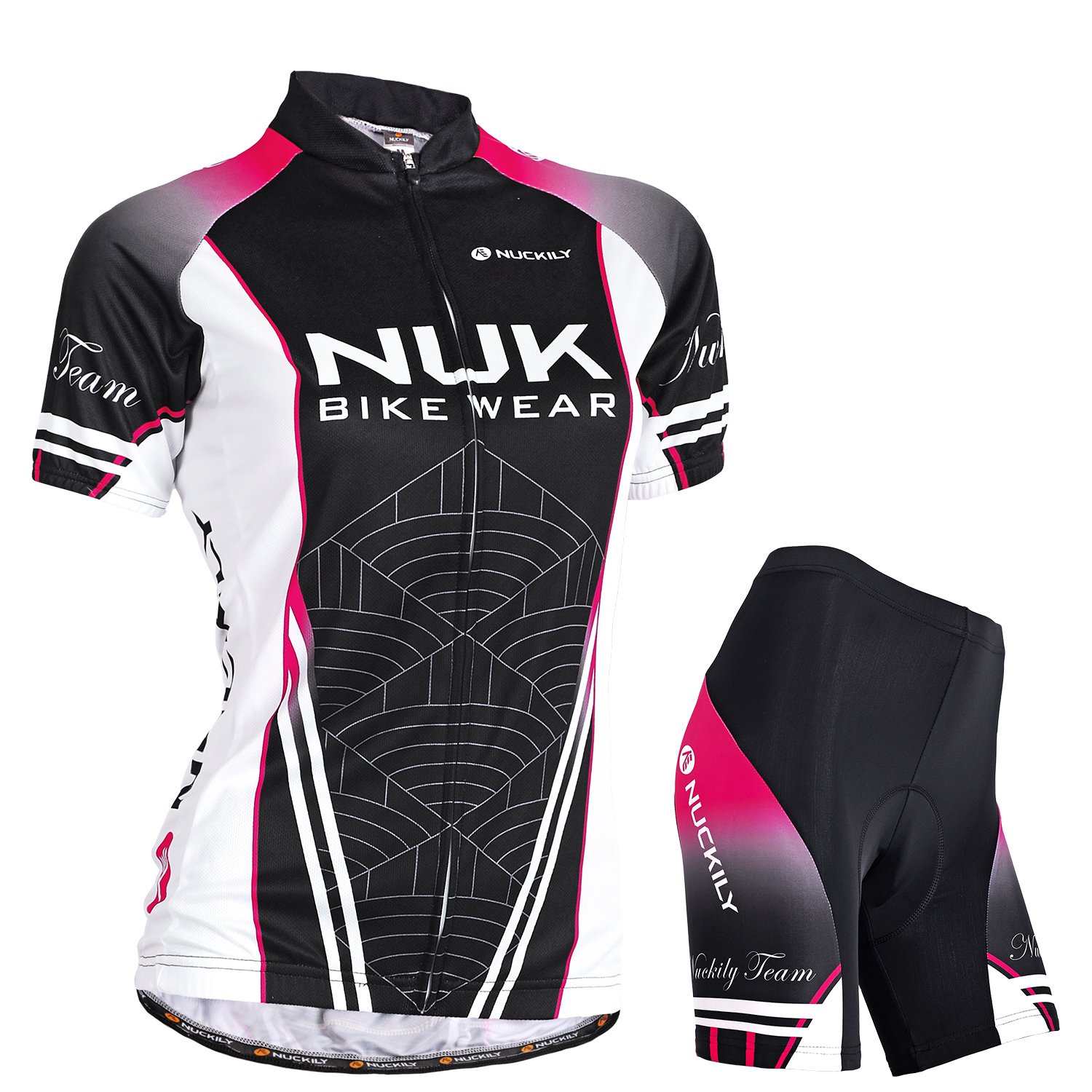 NUCKILY Cycling Jersey Women Short Sleeve Set Bike Shirt Jacket Top Padded Shorts Quick-Dry Mountain Riding Clothing Suits