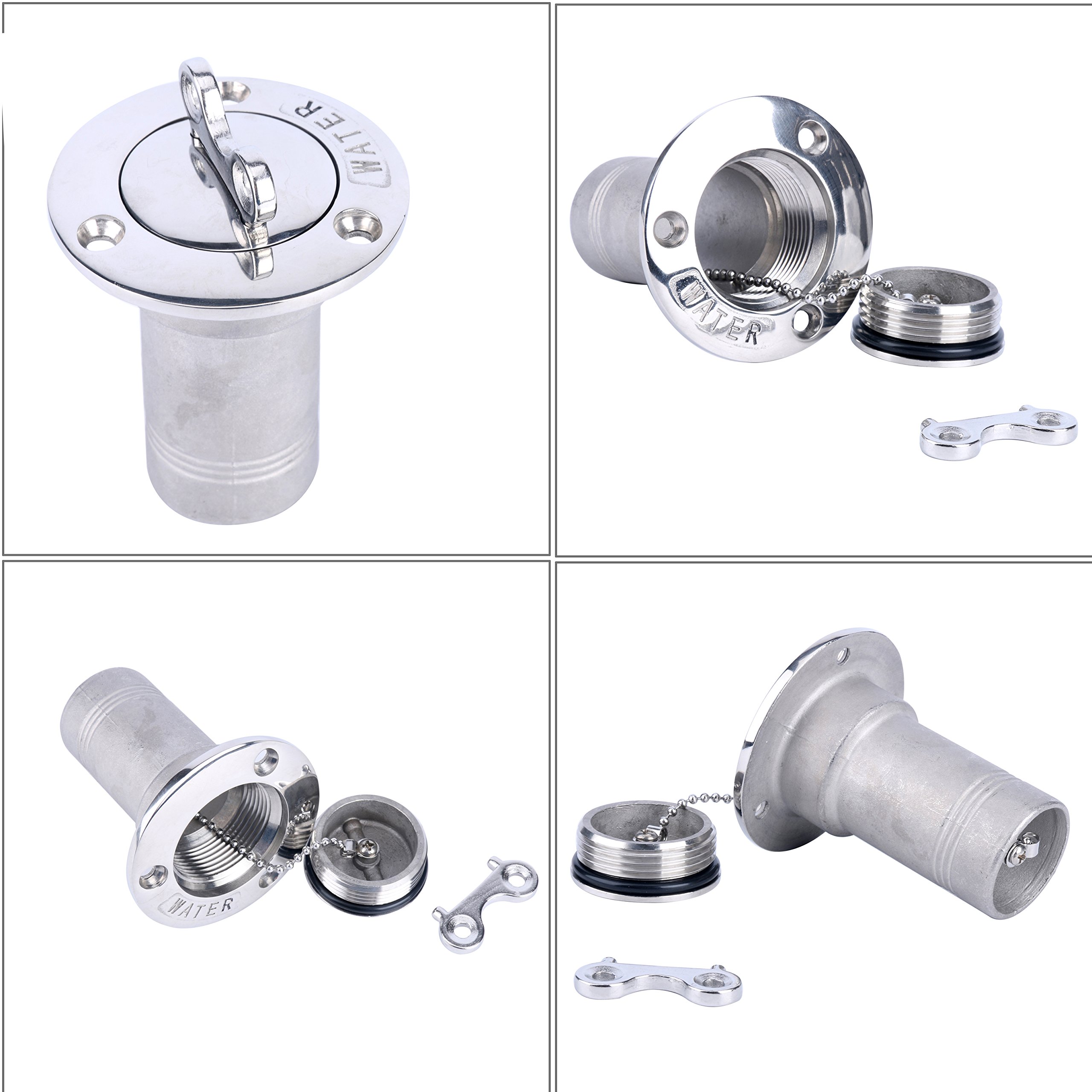 Amarine MadeBoat Deck Fill Marine 316 Stainless Steel Filler Cap with Key Cap Fuel/Waste/Water/Gas for Boat Yacht Caravan 1.5inch(38mm) 1.5Inch(38MM)