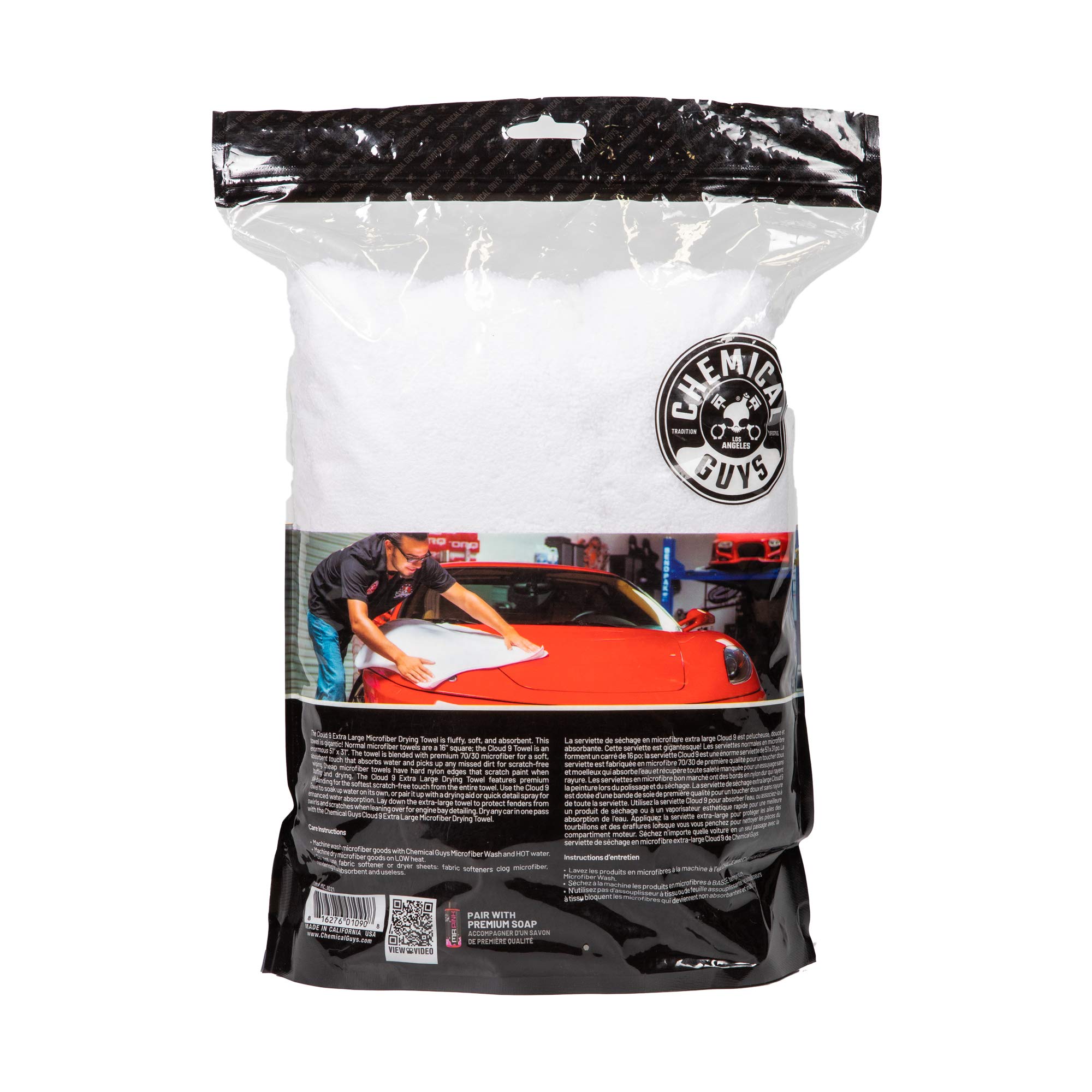 Chemical Guys MIC1021 Cloud 9 Extra Large Microfiber Drying Towel Safe for Car Wash Home Cleaning Pet Drying — view 3