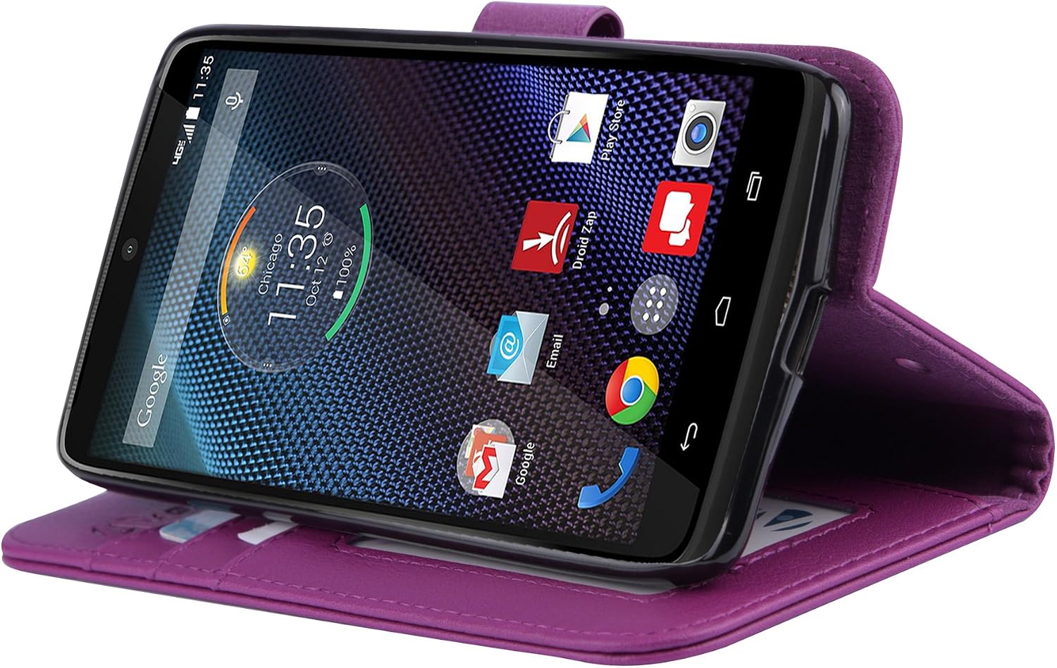 Droid Turbo Case, Abacus24-7 Wallet with Flip Cover and Stand, Purple