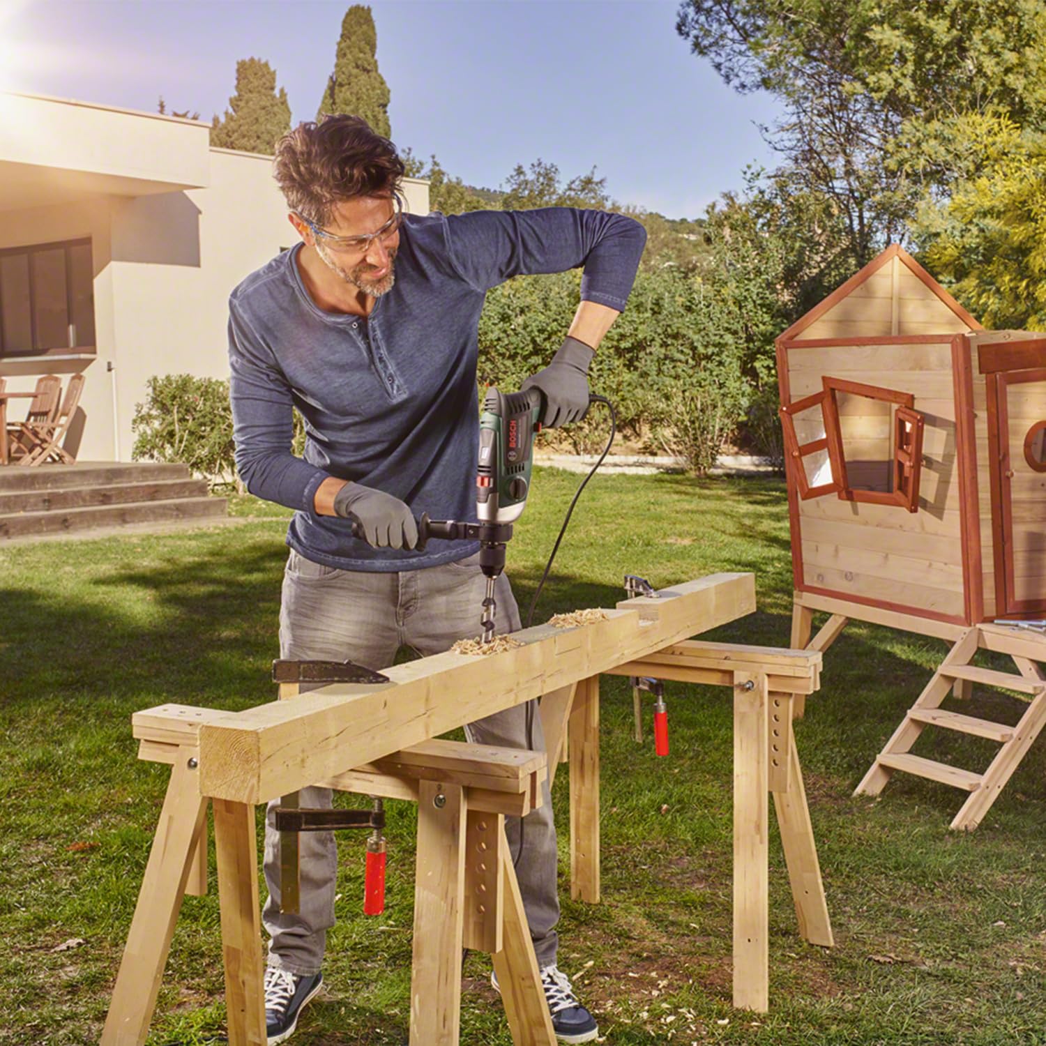 Bosch Perceuse à percussion filaire AdvancedImpact 900 (900 W, diamètre de perçage dans l'acier/le bois/la maçonnerie : 13/40/18 mm, dans un coffret)