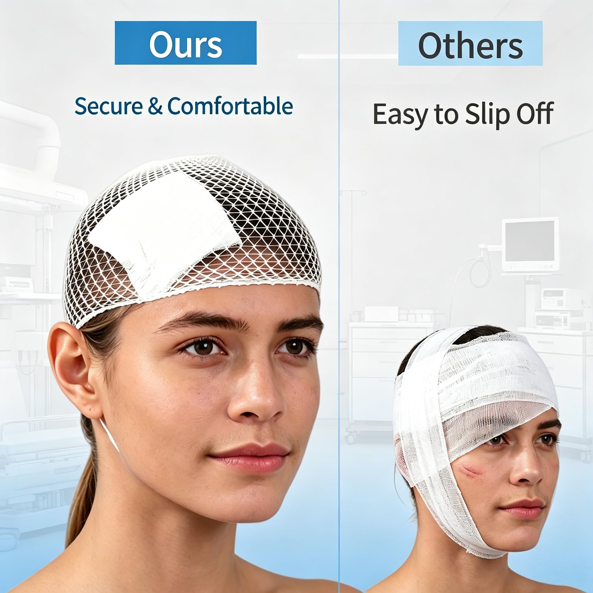 20 Pack Head Elastic Dressing Retainer,3.5x15CM Stretchable Mesh Net Bandage Cap,Lightweight Breathable Elastic Head Wrap for Securing Head Wound Dressings,Daily Medical Care & First Aid Use — Amazon image 3