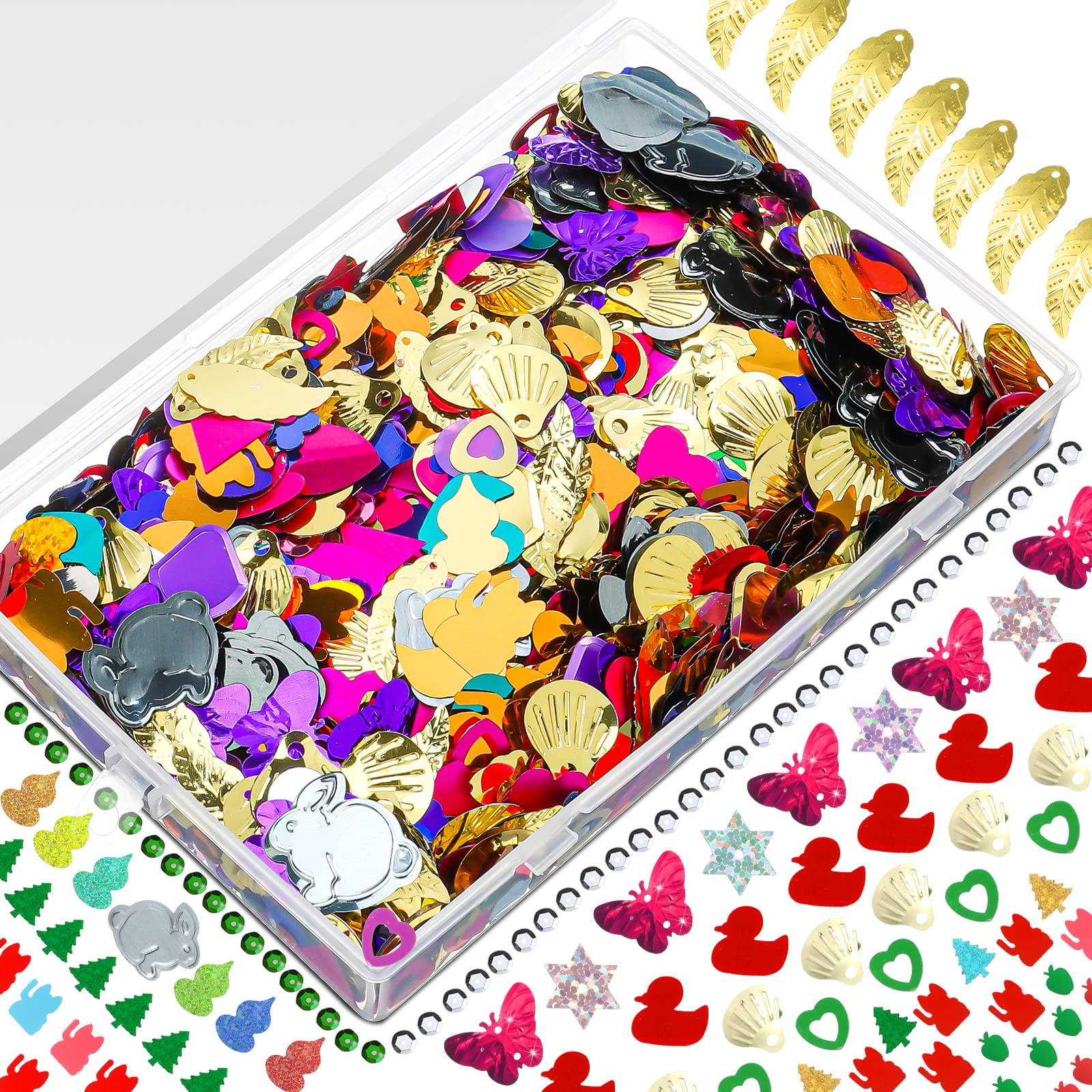 40000 Pieces Bulk Sequins for Craft Sequins 6 mm DIY Sequins Loose Sequin for Jewelry Craft Making with Plastic Box, 160 Grams (Vivid Style)