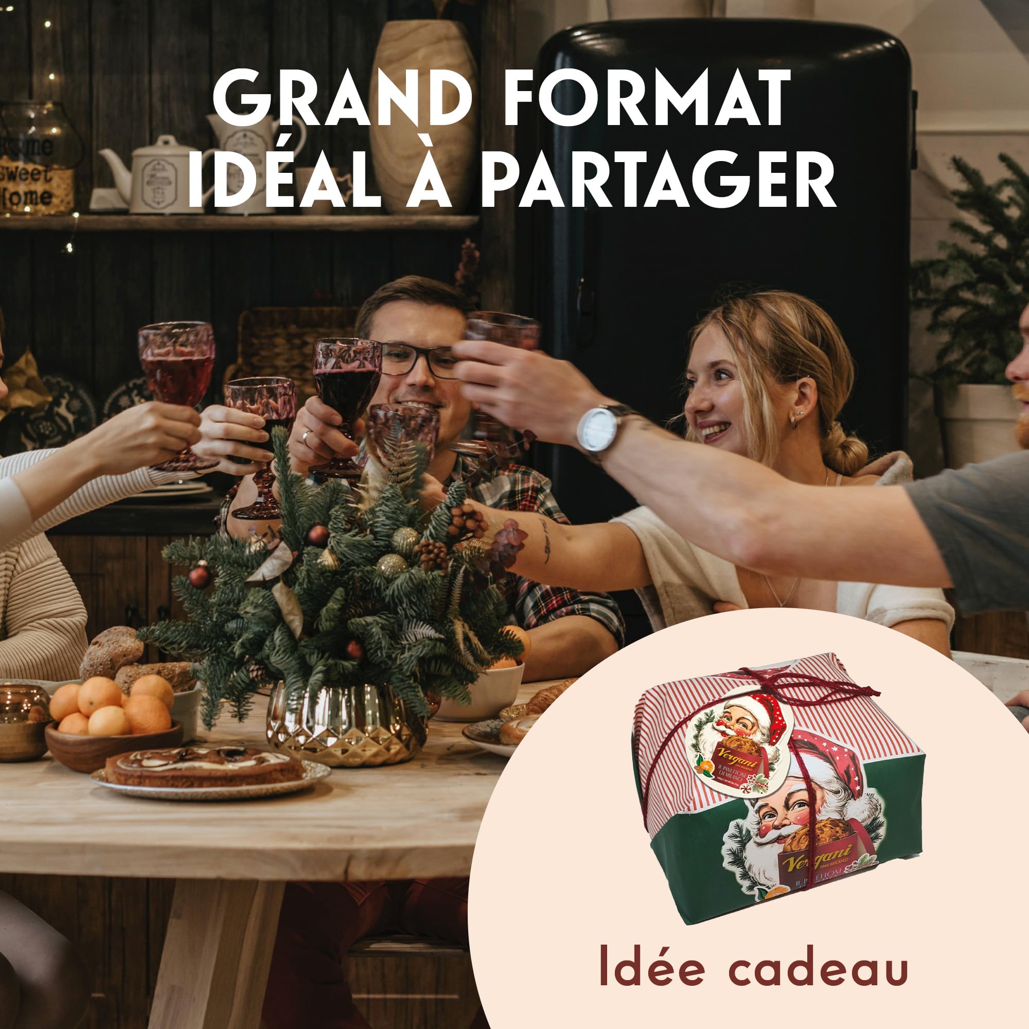 Vergani - Panettone italien artisanal traditionnel aux fruits confits 500g - Confectionné à Milan - Gâteau de Noël typique d'Italie - Idée cadeau Noël