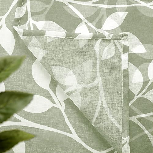 Miniatura 6 de XTMYI Cortinas de Ventana de Cocina Sobre el Fregadero, Cortinas de Café Cortas Transparentes Bohemias con Hojas Lindas de 36 Pulgadas de Largo,