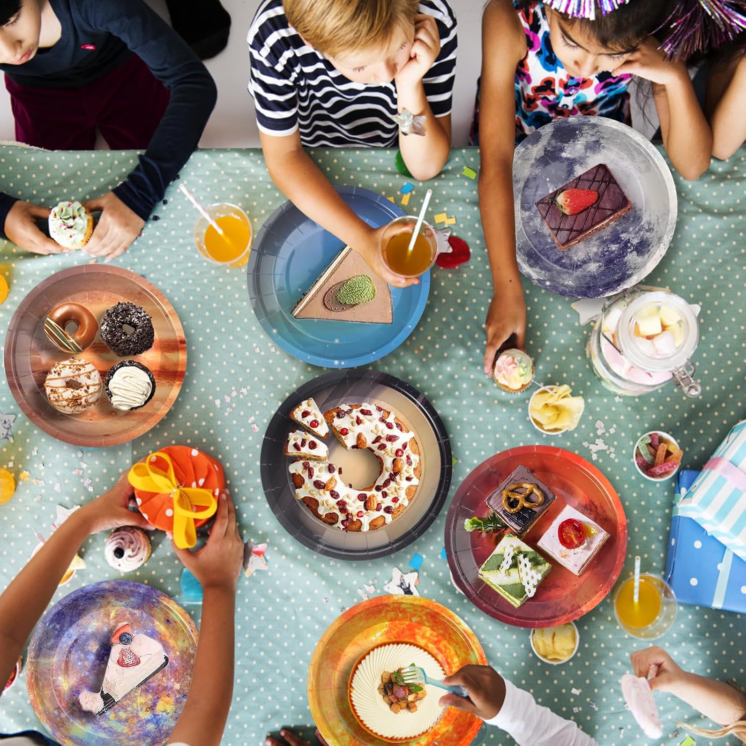 Space Theme Party Decorations - 50pcs Space Birthday Decorations Party Plates,Baby Shower Party Birthday Party Decorations,9inch image 6 of 7 B0F9NWP617