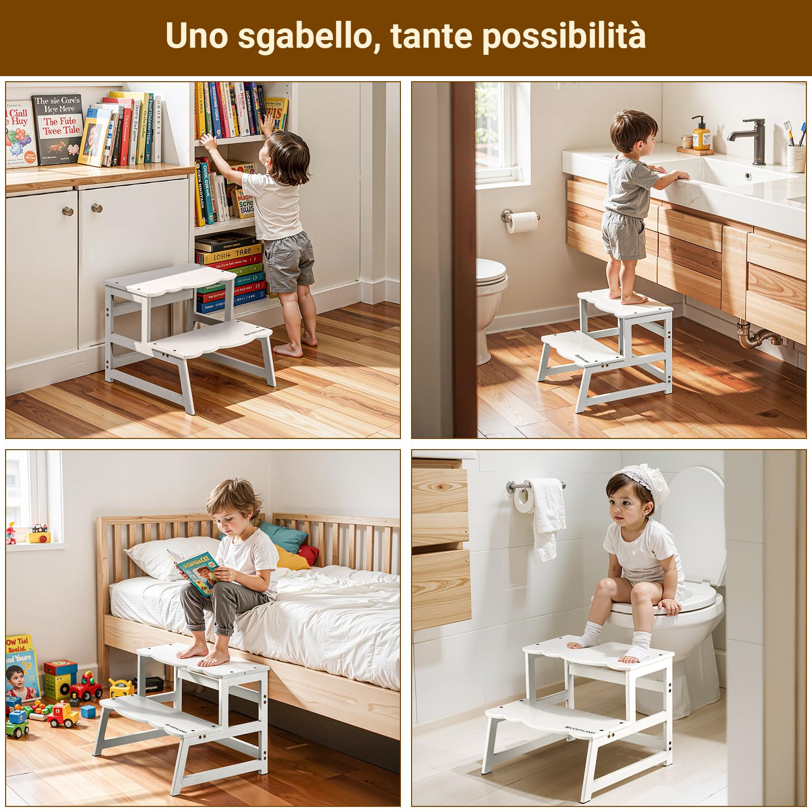 COSYLAND Torre Montessoriana 2 in 1 per Bambini con Protezione Rimovibile 136 kg Bianco