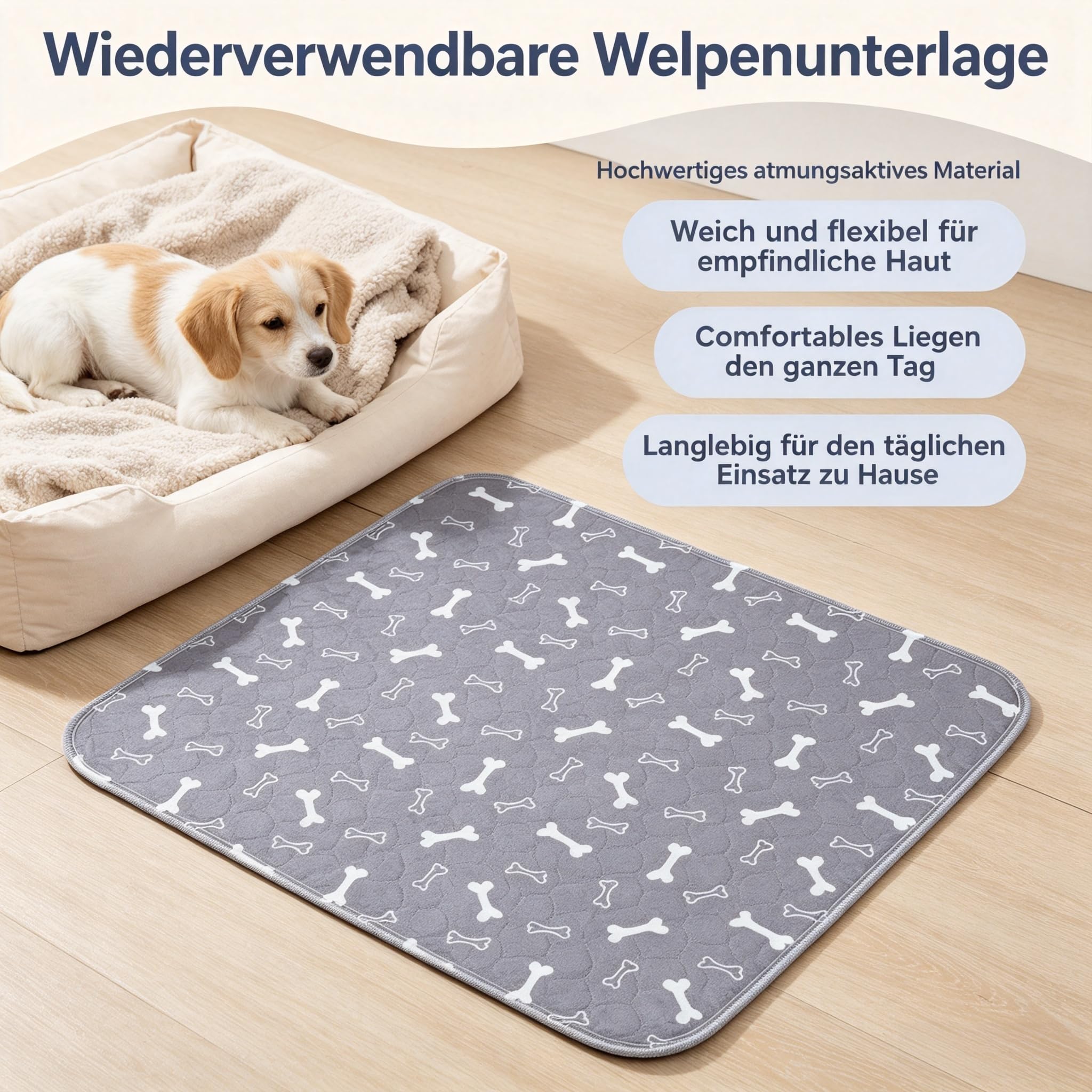 Pfotenwohl Haustier Urinunterlage,Wiederverwendbar, rutschfest