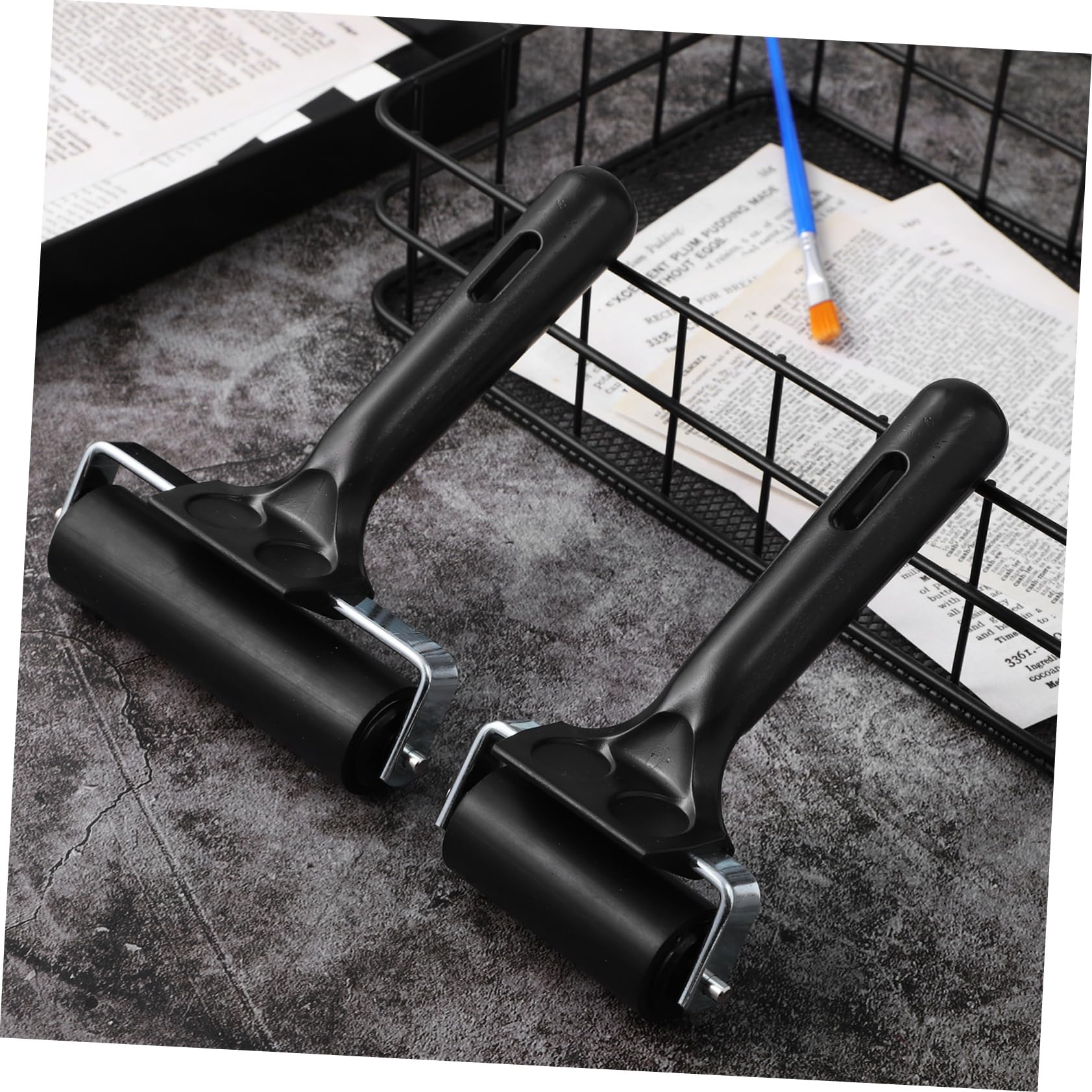 Operitacx Vinyl Roller Tool 2 Pack Thickened Rubber Rollers for Crafts Printmaking Easy Clean Portable