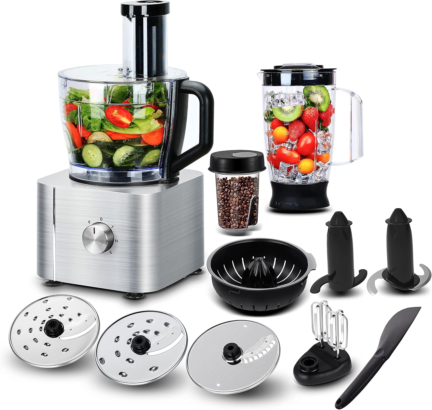 Food Processor, TopStrong 11in1 food processor and blender with Chopping Blending Kneading