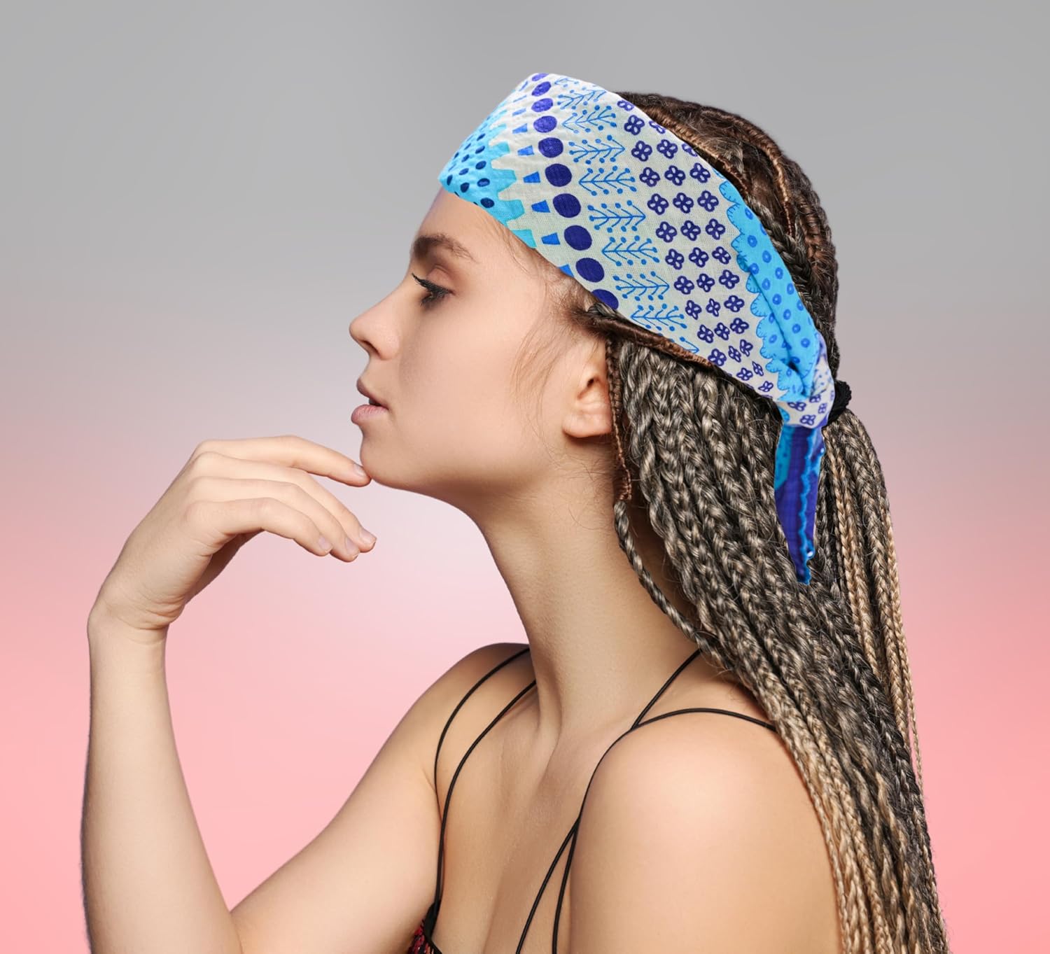 Premium Floral Bandana for Women – Soft Cotton & Viscose (Bamboo) Vintage Boho Head Scarf, Lightweight Hair Wrap - Image 6