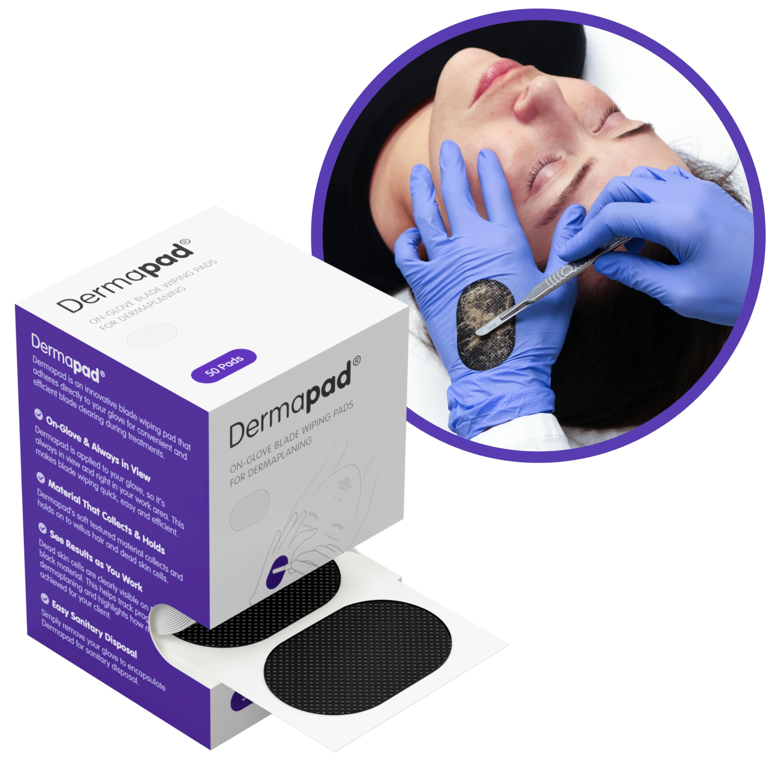 DermaPad para Dermaplaning, almohadilla de limpieza de hoja Dermaplane premium, esteticista