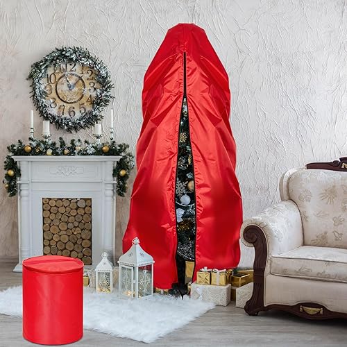 Miniatura 4 de Bolsa vertical de almacenamiento para árbol de Navidad, cubierta impermeable para árbol de Navidad, bolsa de almacenamiento de luz con 3 envolturas