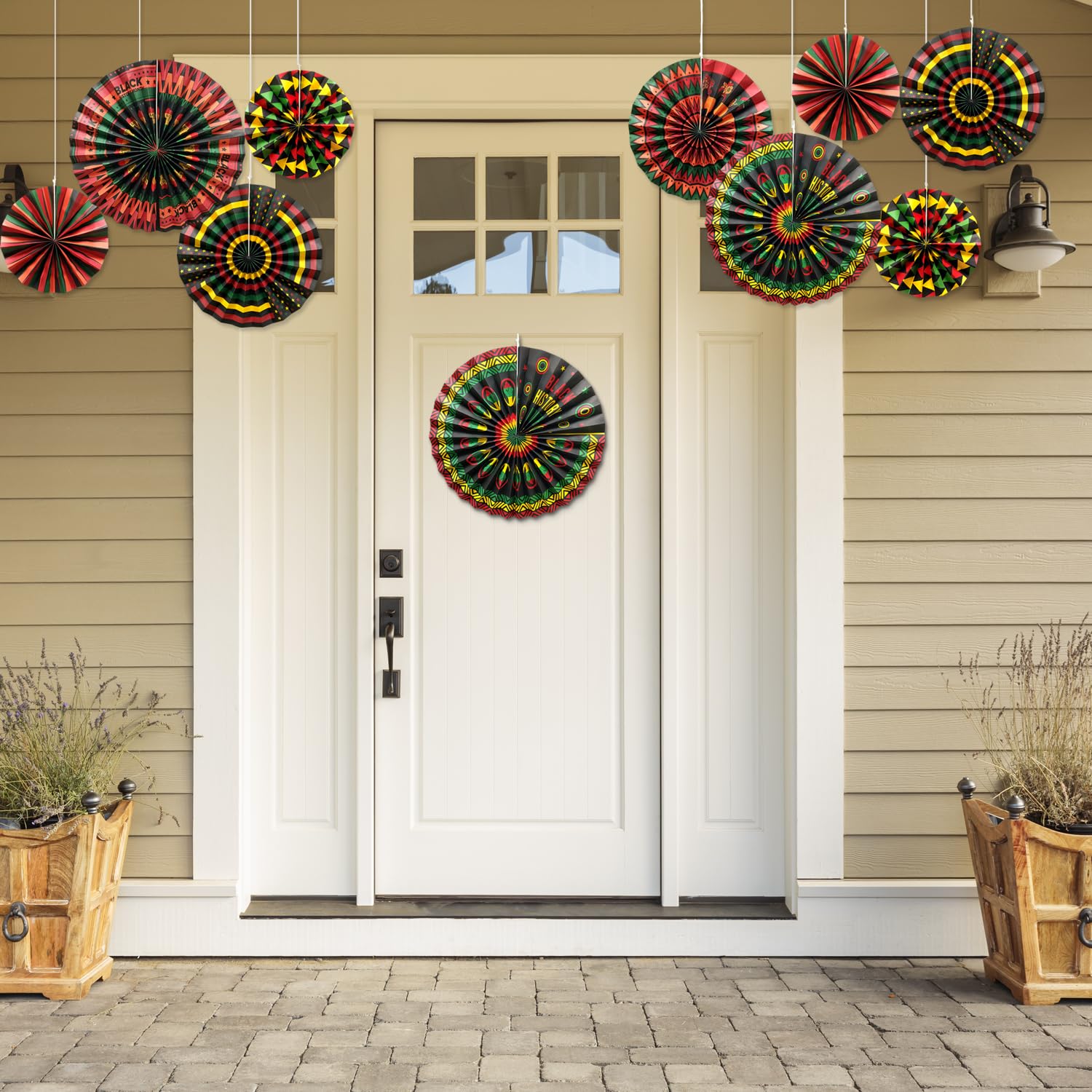 Black History Month Decorations - Hanging Swirls, Paper Fans And Banner For Juneteenth Celebrations