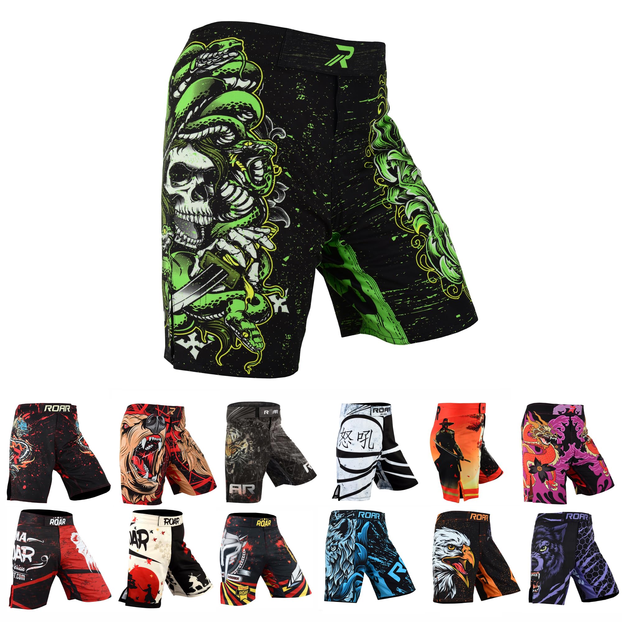 ROAR-INT MMA Fight Shorts Grappling Kickboxing Muay Thai Shorts BJJ Gym Training Running Athletic Wrestling Shorts