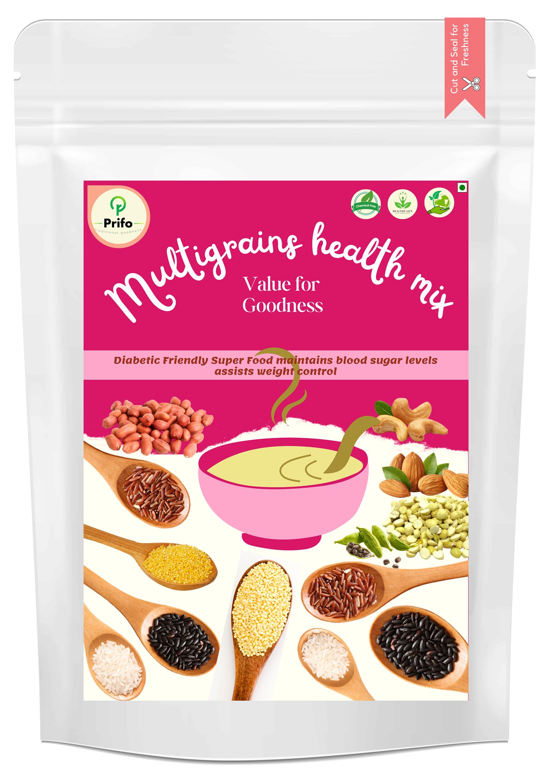 Prifo Multigrain Health Mix| Unpolished Natural millets| Porridge|Sathu Mavu|Fiber-Rich Nutritious filler|5 In 1 millet receipe-Porridge, soup, milkshake, kulfi|chemical free- 250 gm pack of 2 Combo. (B0CGXJ8SC4) Amazon Price History, Amazon Price Tracker