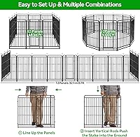 Vista 7 de Corralito resistente para perros: 12 paneles de acero de 47 pulgadas de altura, tubo de acero cuadrado con barras transversales reforzadas, valla