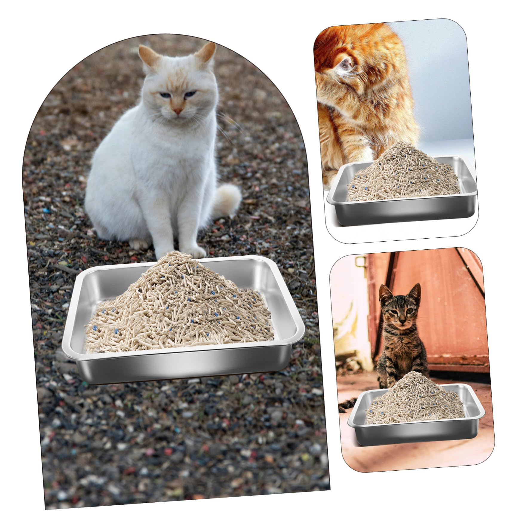 Toyvian Lettiera Gatto in Inox Aperto Capacità e Facile da Pulire, per Addestramento Gattini e Interno